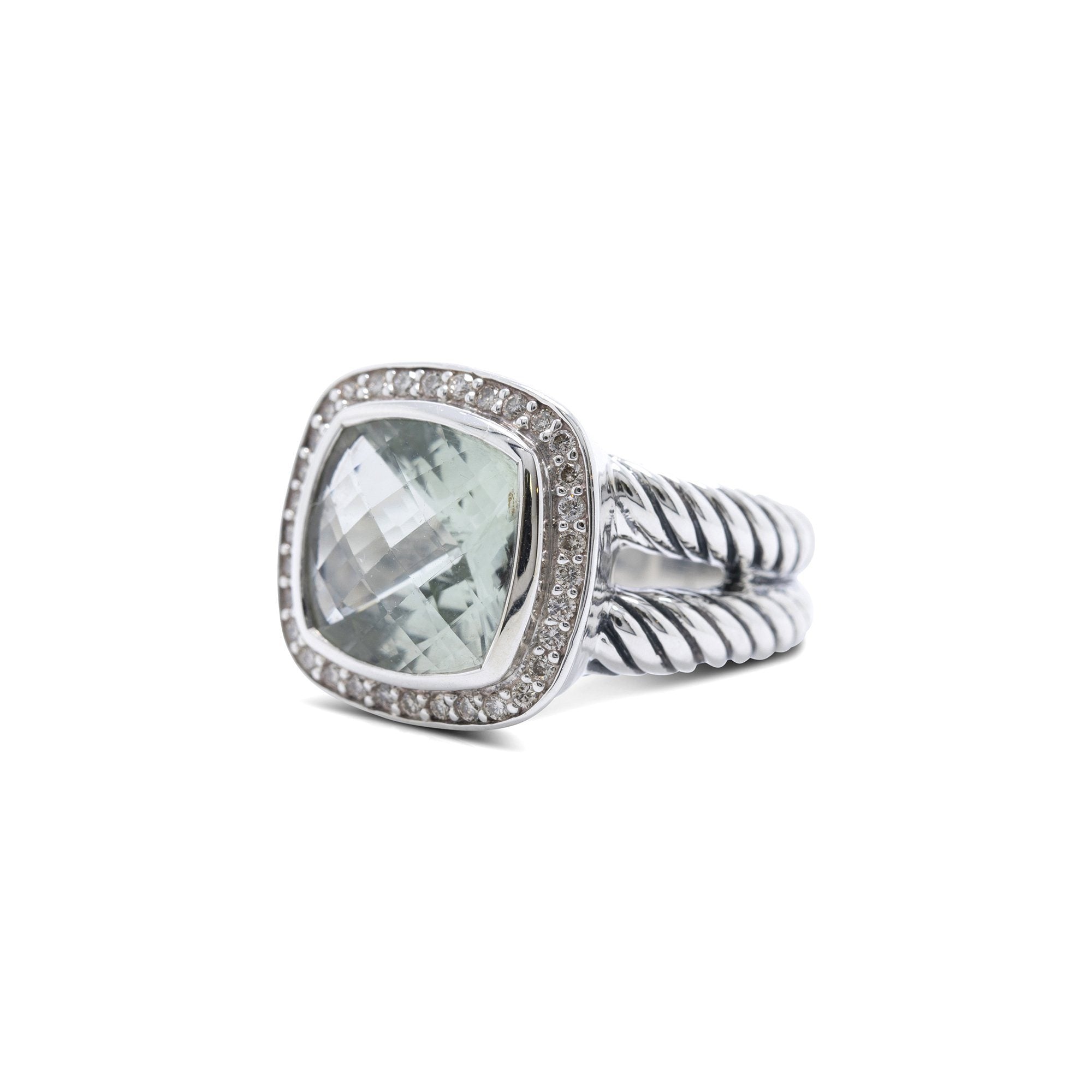 David Yurman Petite Albion Ring with Prasiolite and Diamonds