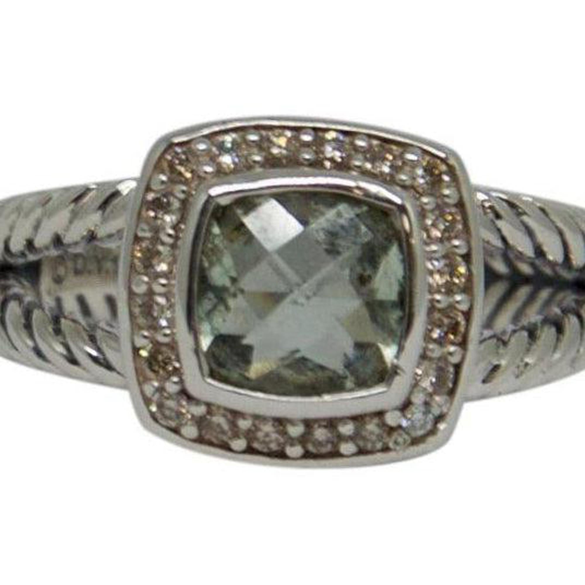 David Yurman Petite Albion Ring with Prasiolite and Diamonds