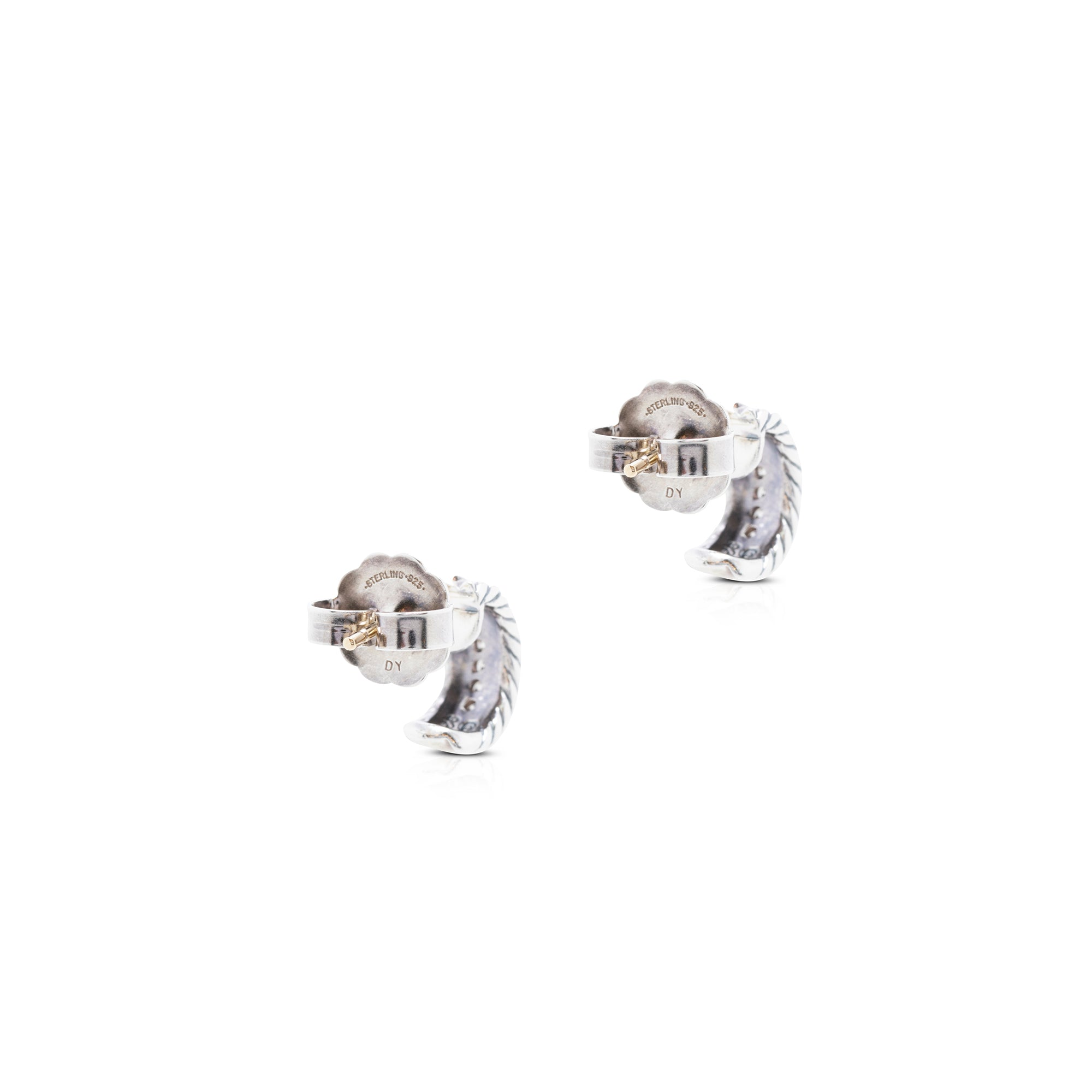 David Yurman Petite Pave Diamond Huggie Hoop Earrings