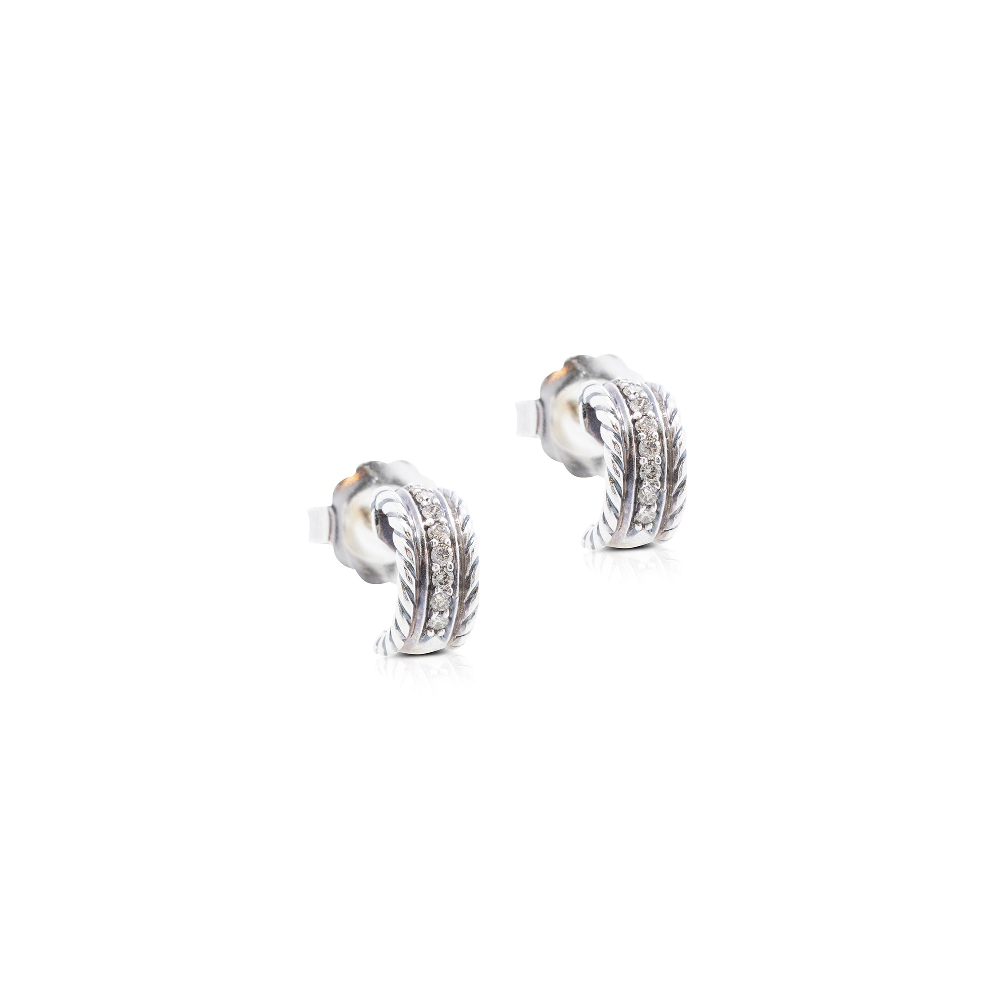 David Yurman Petite Pave Diamond Huggie Hoop Earrings