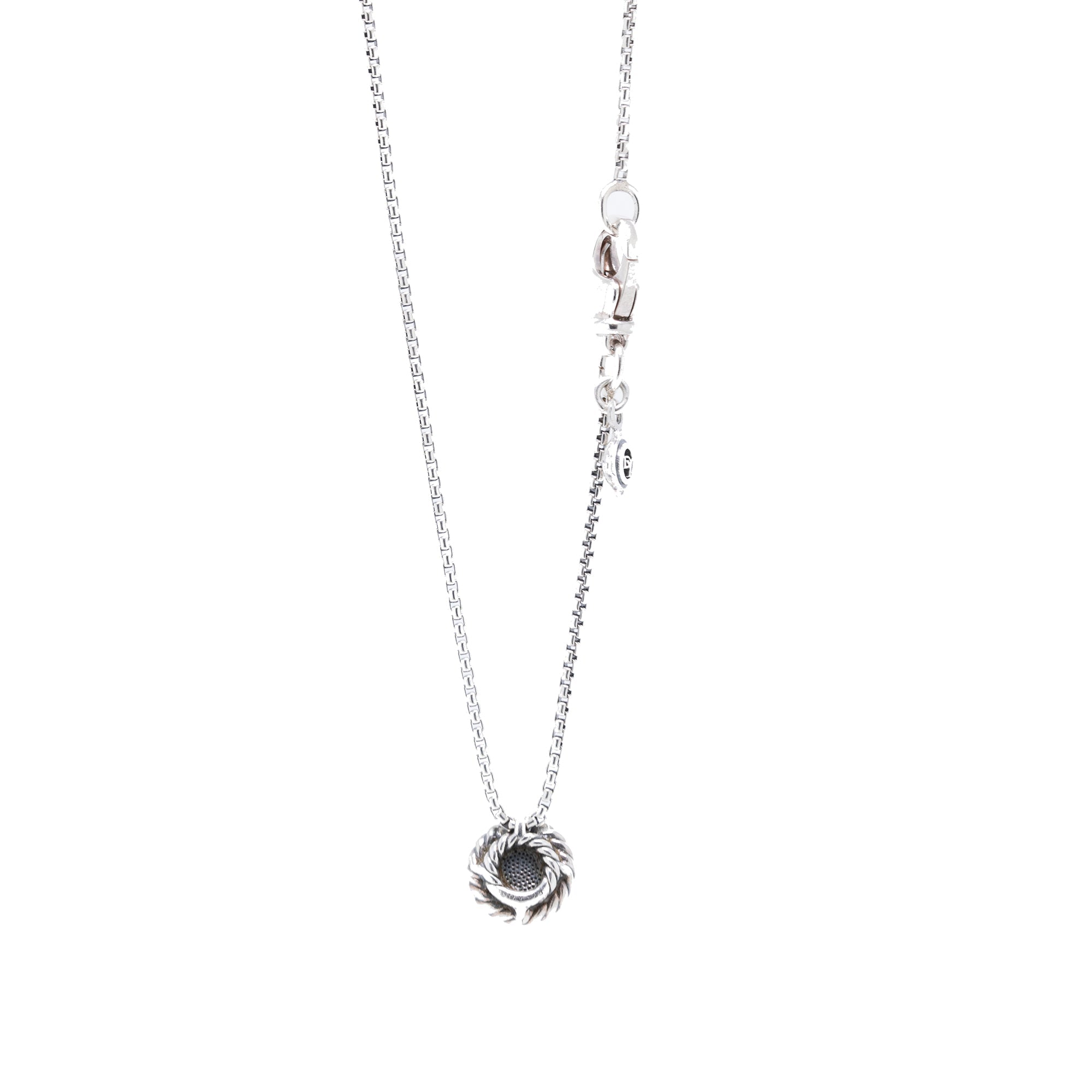 David Yurman Petite Pave Diamond Round Pendant Necklace