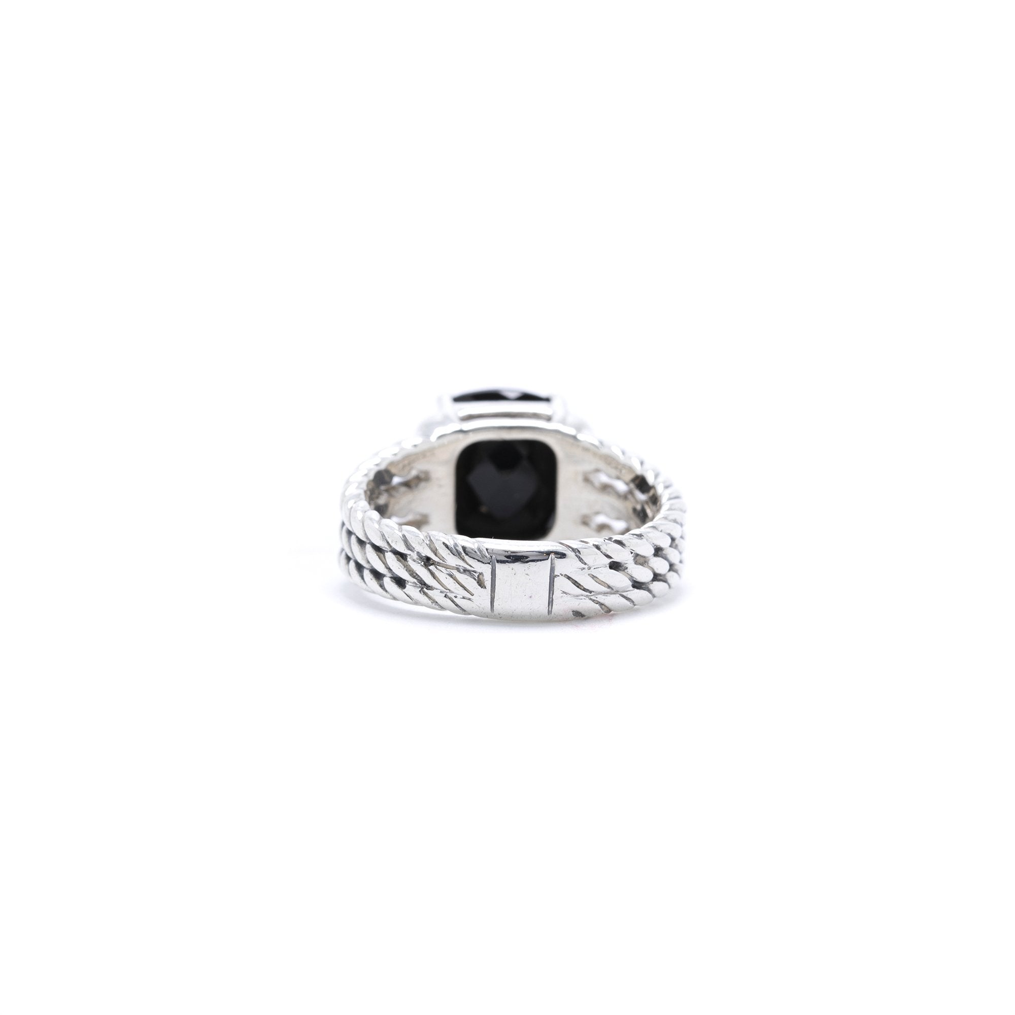 David Yurman Petite Wheaton Ring with Black Onyx and Diamonds
