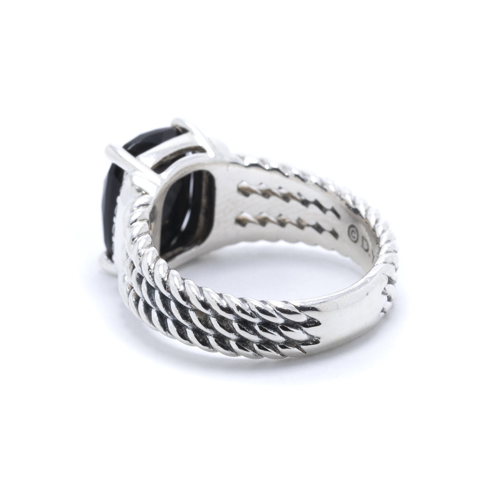 David Yurman Petite Wheaton Ring with Black Onyx and Diamonds