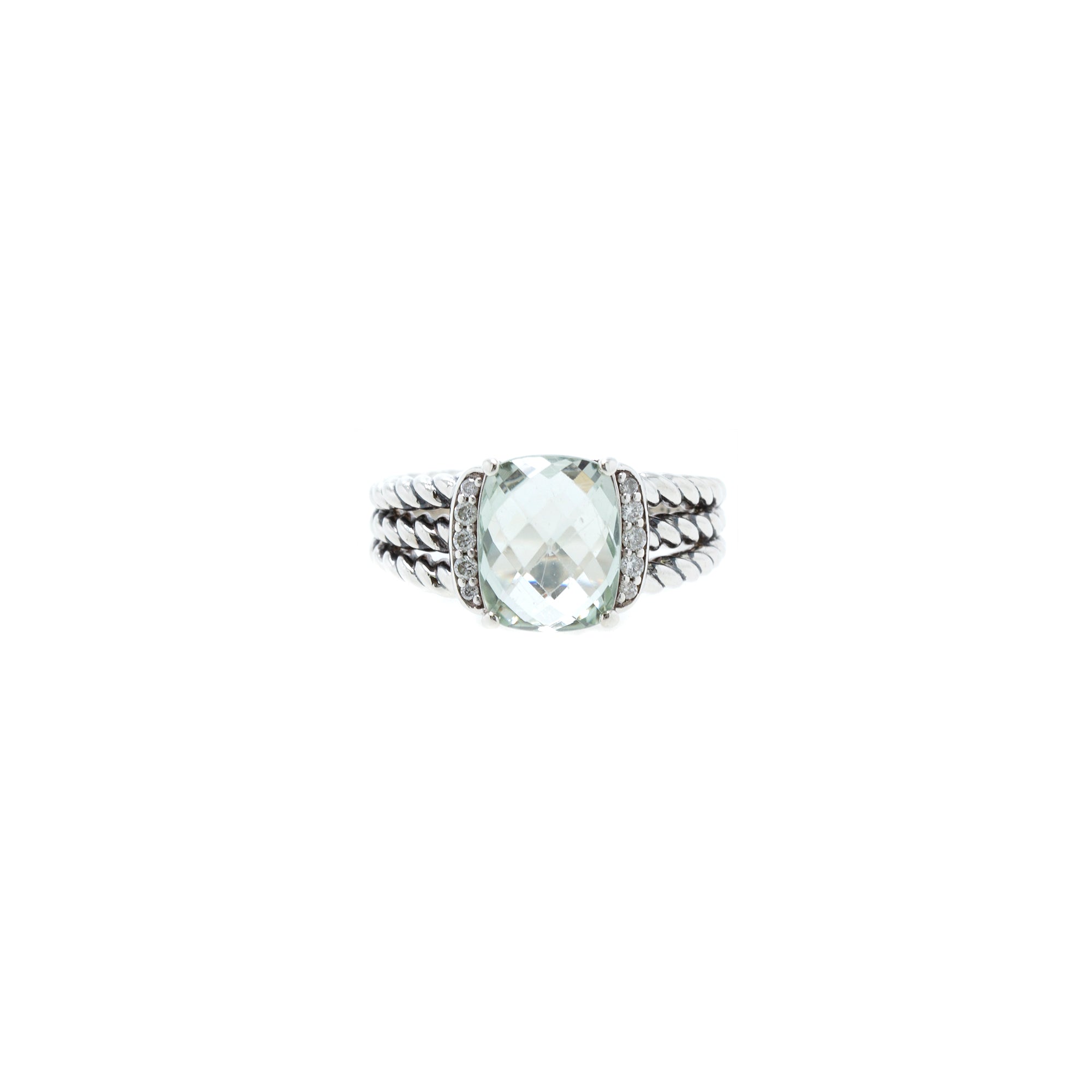 David Yurman Petite Wheaton Ring with Prasiolite & Diamonds