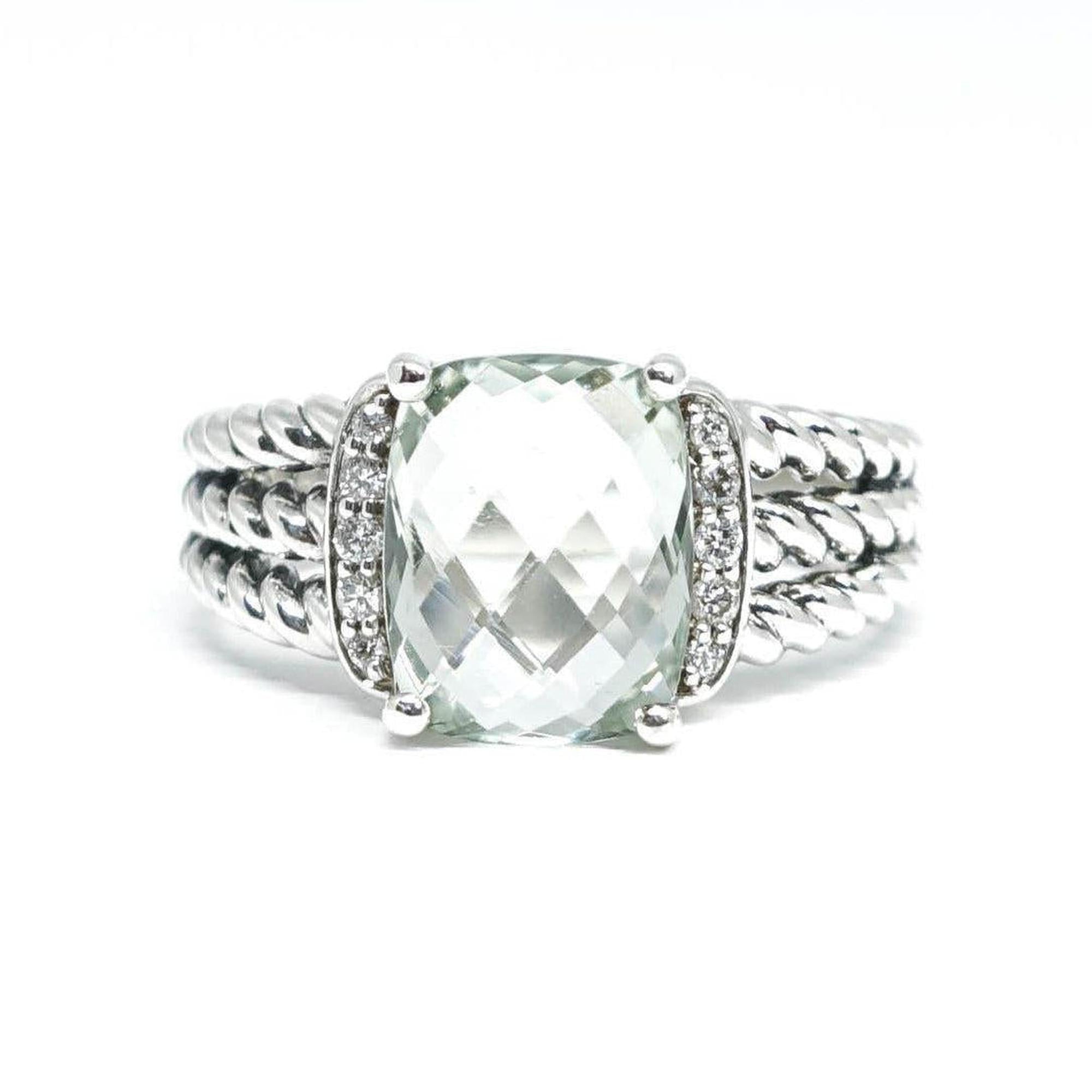David Yurman Petite Wheaton Ring with Prasiolite and Diamonds