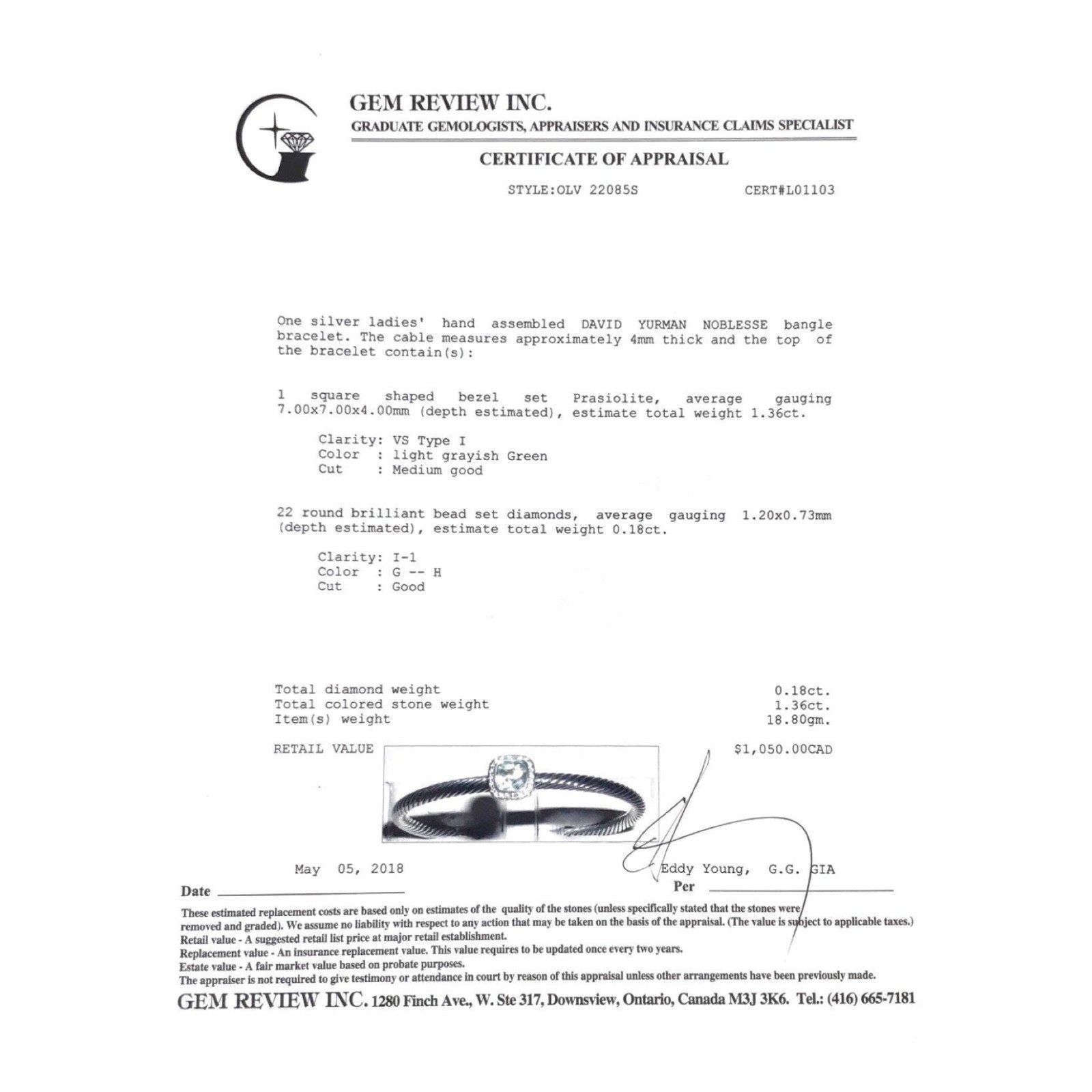 David Yurman Prasiolite and Diamond Noblesse Cuff Bracelet