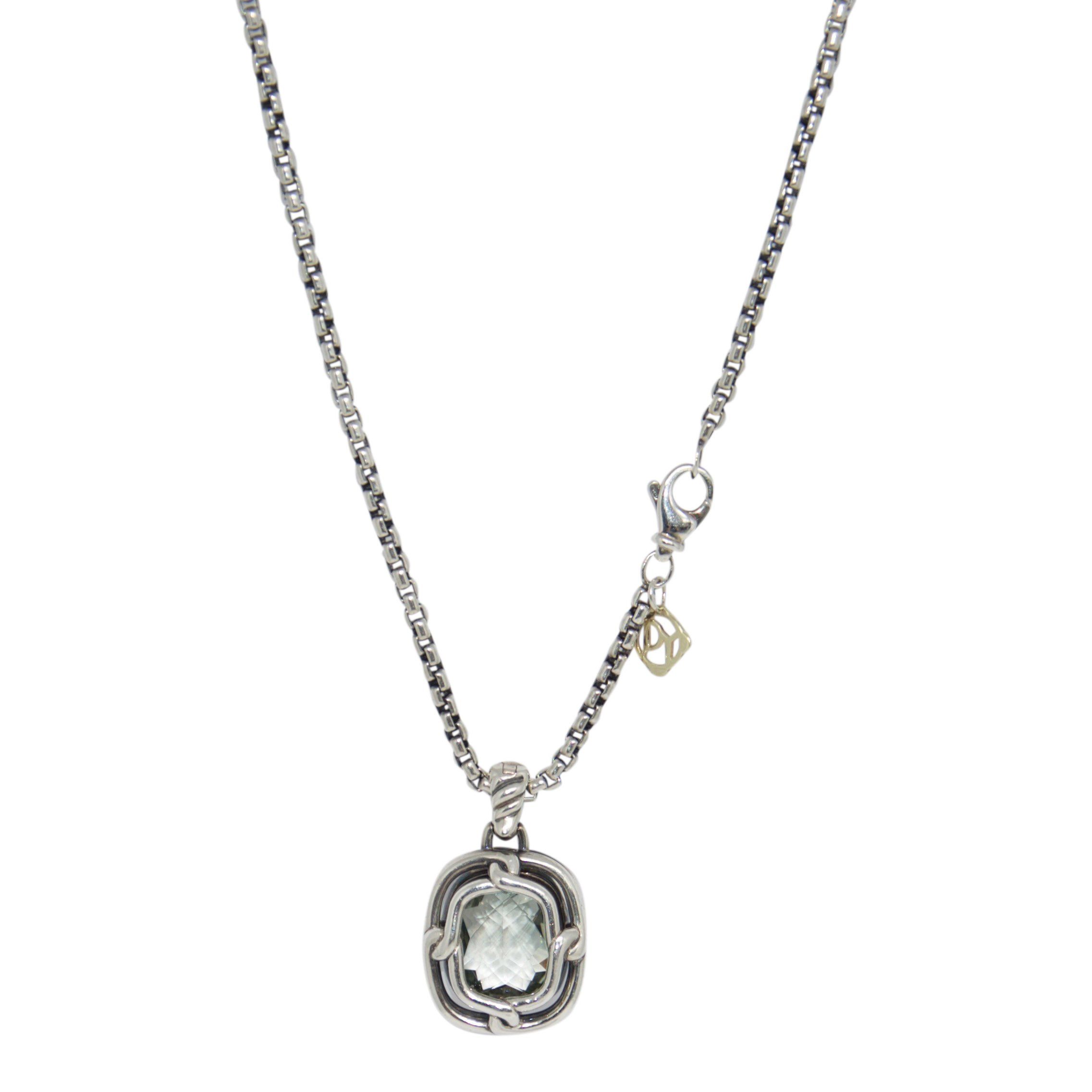 David Yurman Prasiolite and Diamond Pendant Necklace