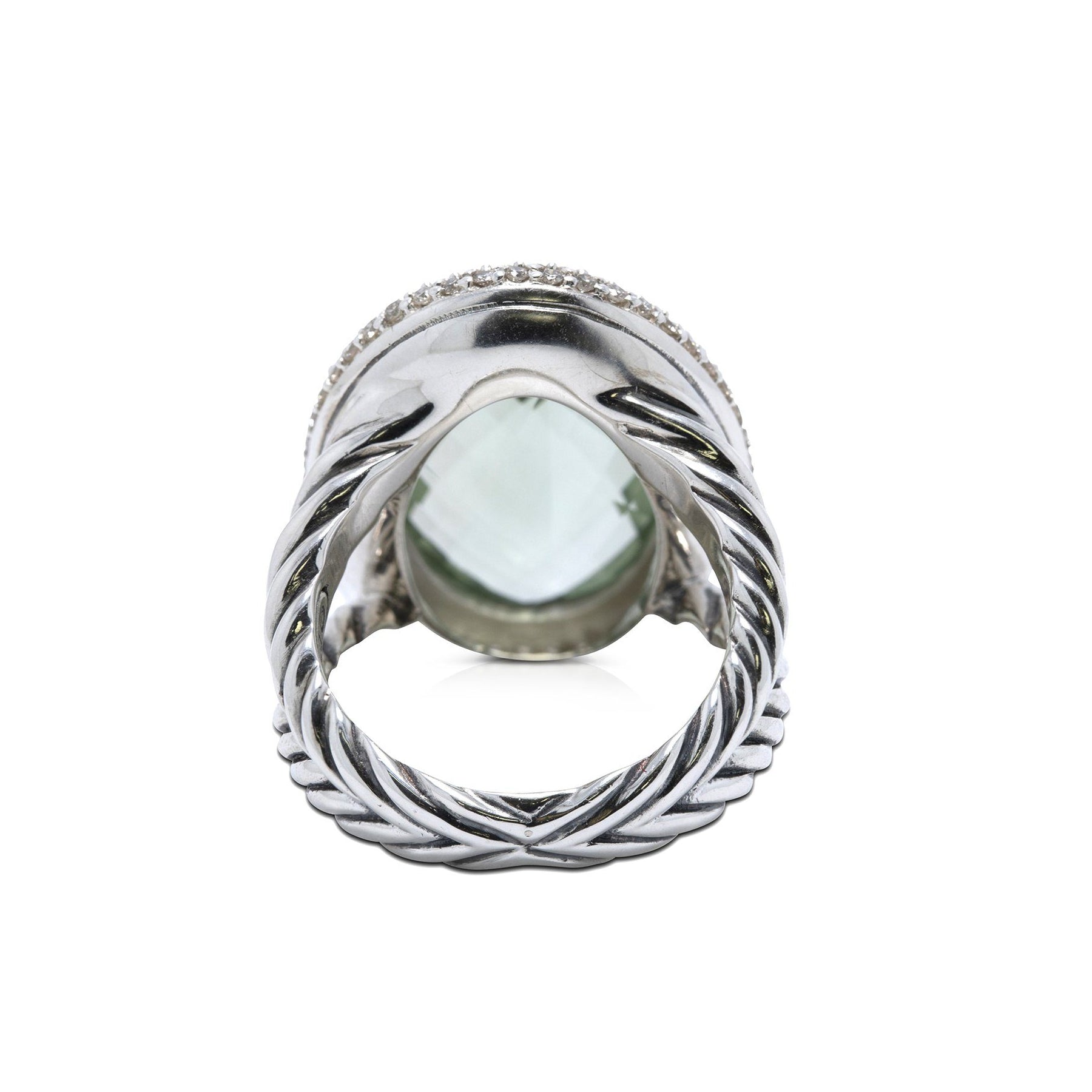 David Yurman Prasiolite and Diamond Signature Oval Ring