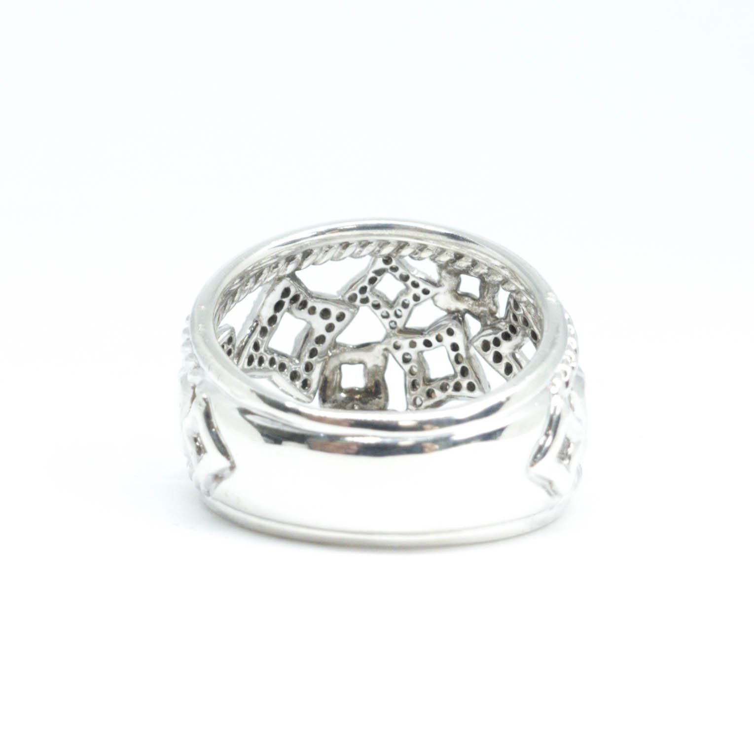 David Yurman Quatrefoil Cable Tapestry Ring with Diamonds