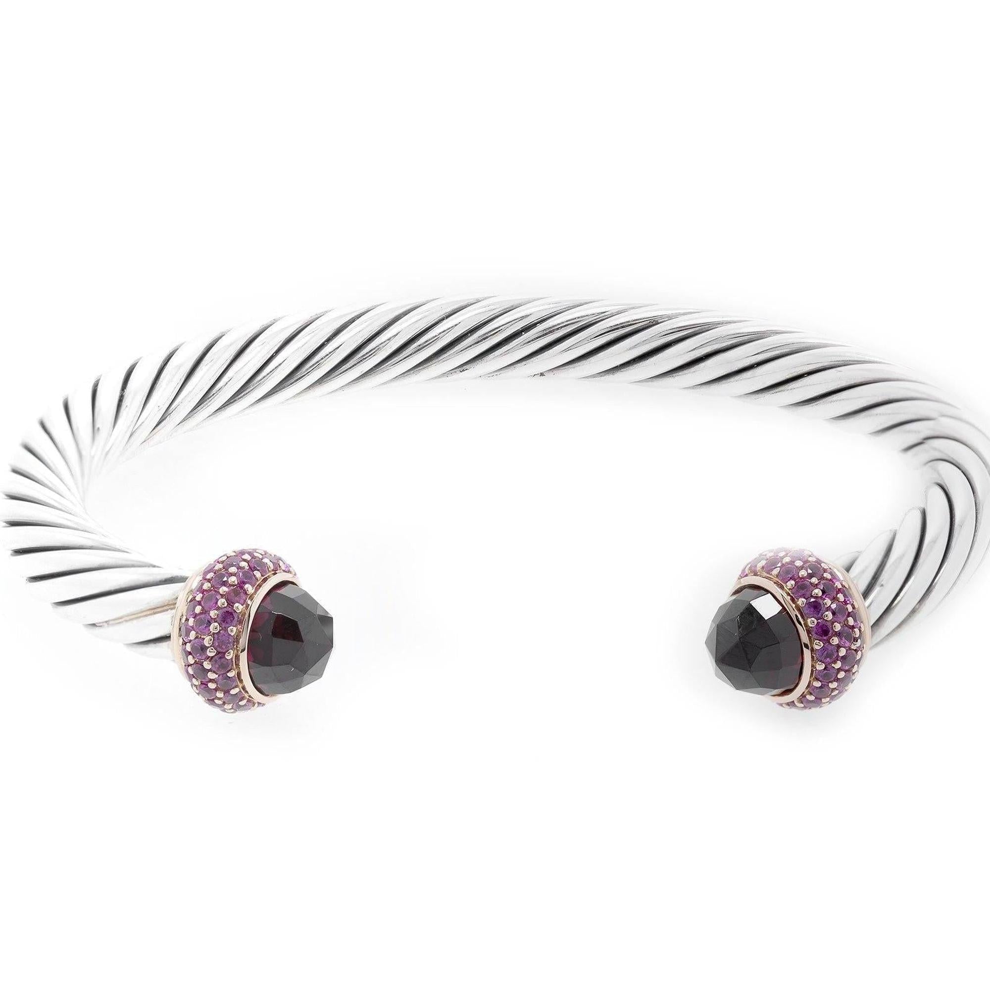 David Yurman Rhodolite & Pink Sapphire Cable Candy Bracelet