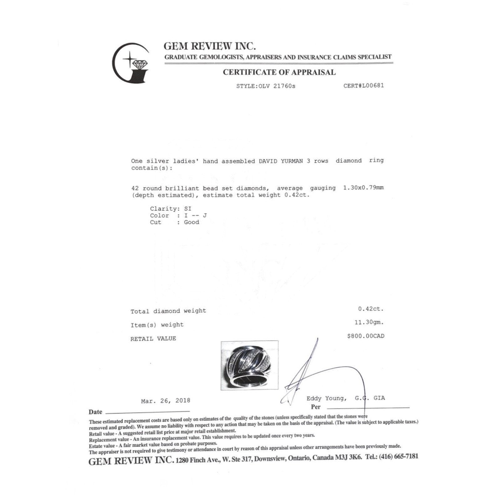 David Yurman Sculpted Cable Dome Diamond Ring