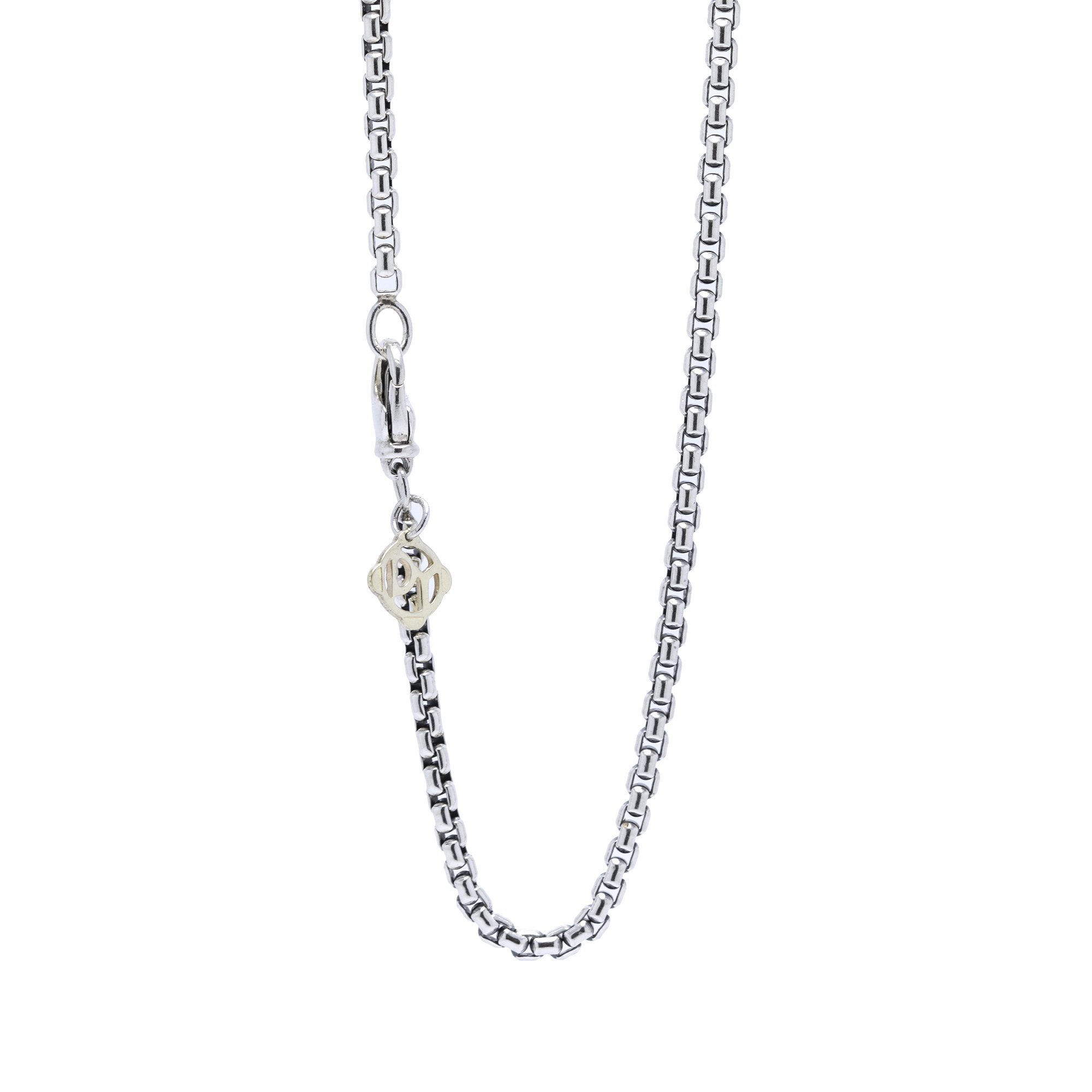 David Yurman Small Box Chain Necklace with 14k Gold Decal