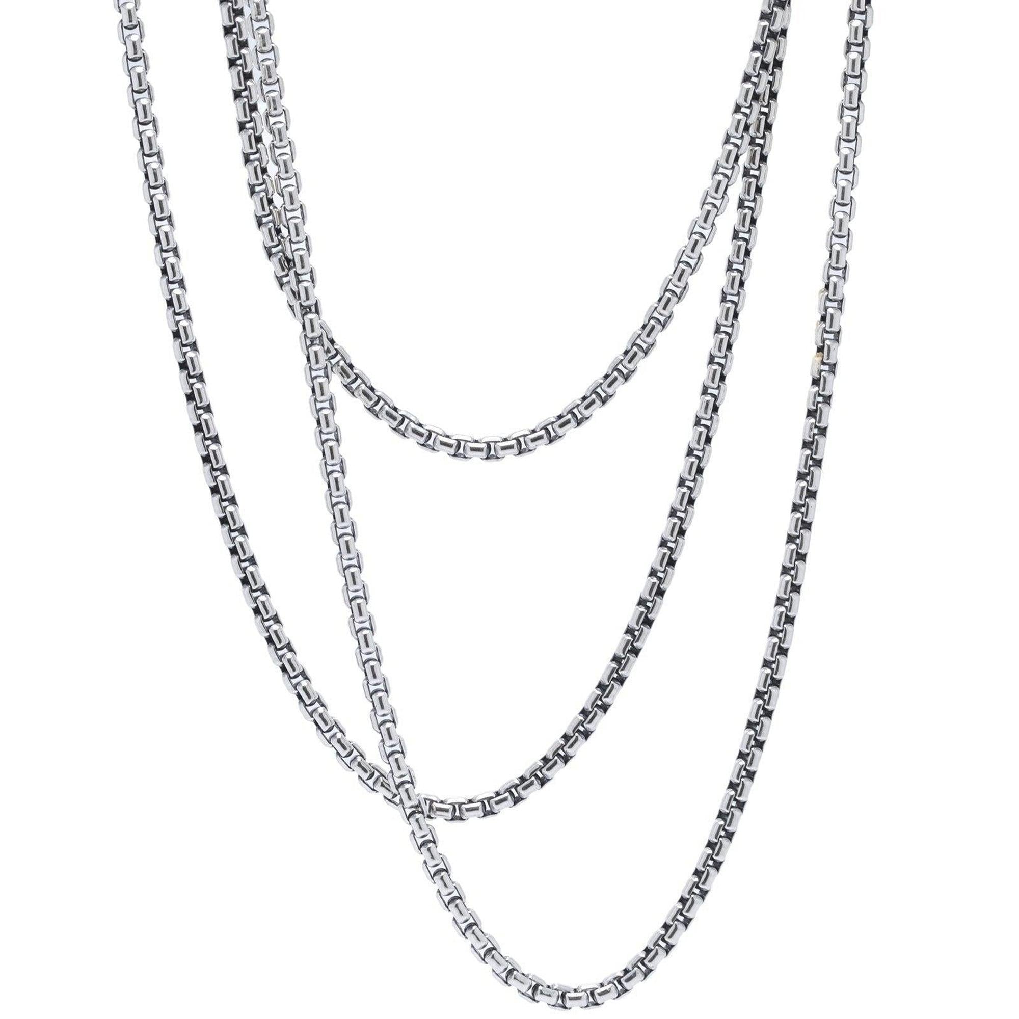David Yurman Small Box Chain Necklace with 14k Gold Decal