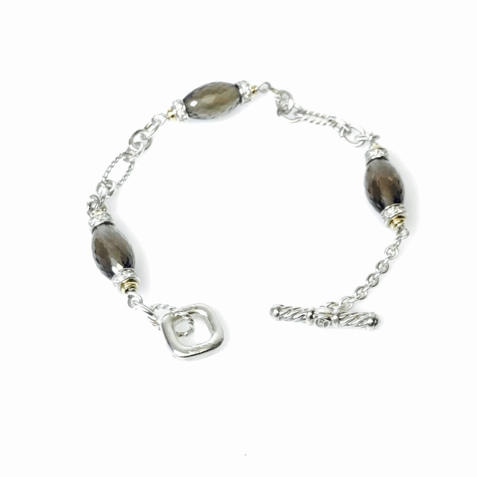 David Yurman Smoky Quartz and Diamond Figaro Link Bracelet