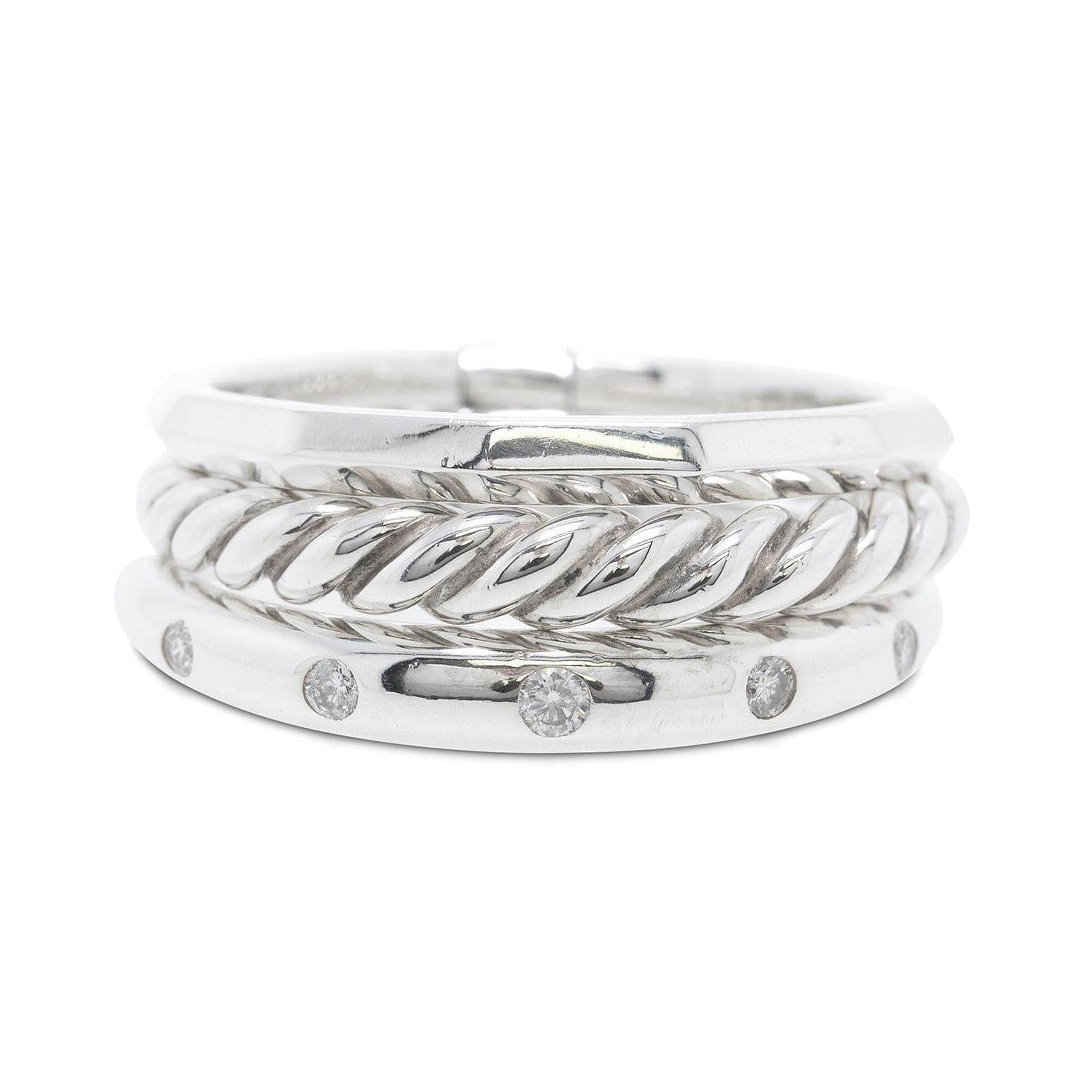 David Yurman Stax Narrow Ring with Diamonds