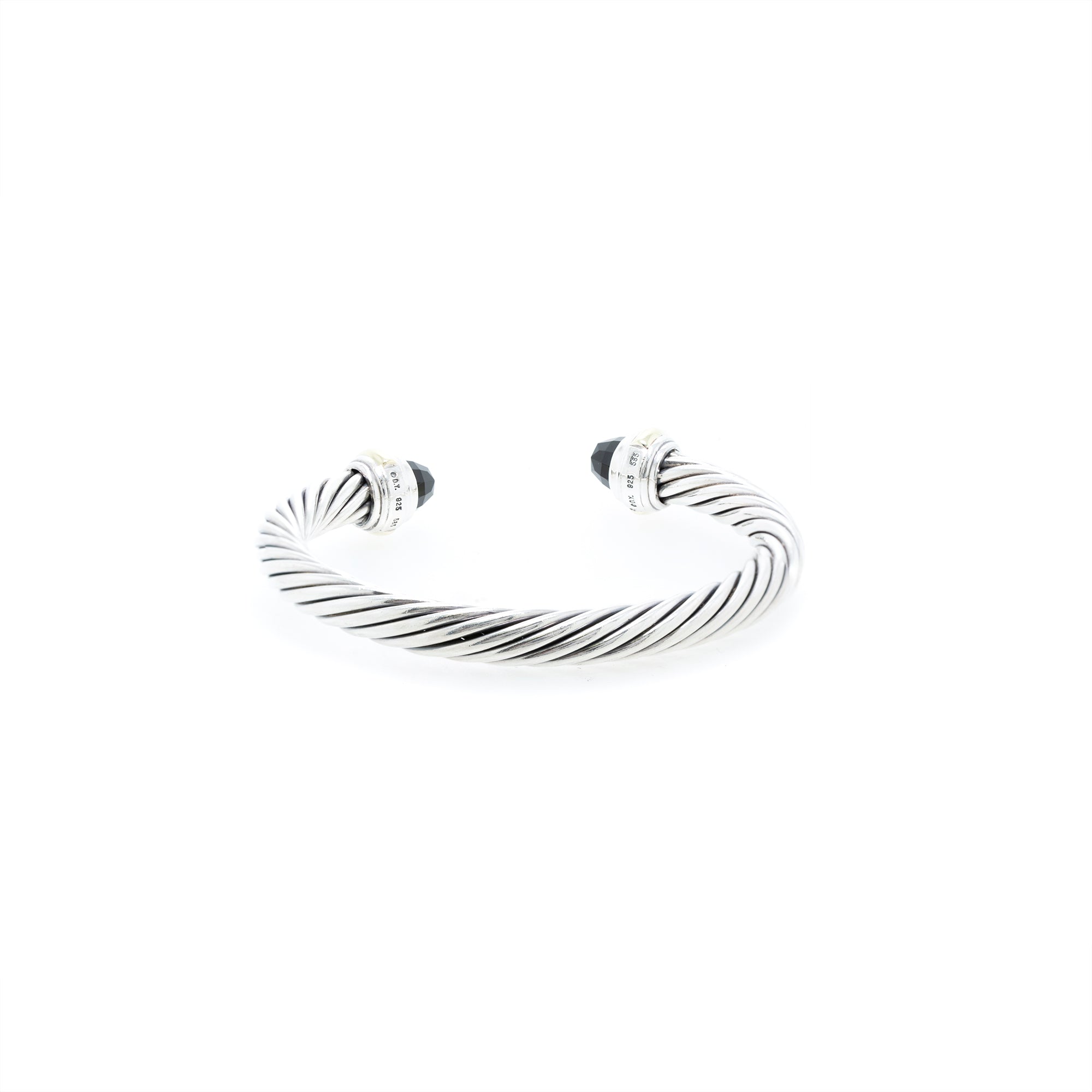 David Yurman Sterling Silver & 14k Yellow Gold 7 mm Cable Classics Bracelet with Black Onyx w/ Box