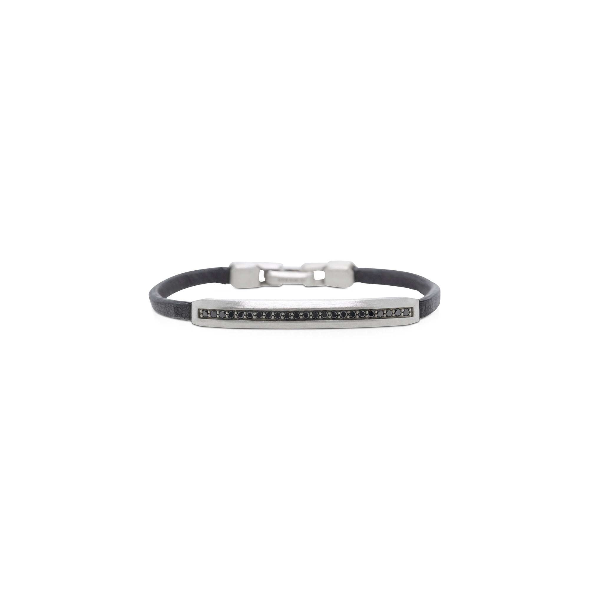 David Yurman Streamline Leather ID Bracelet with Black Diamonds