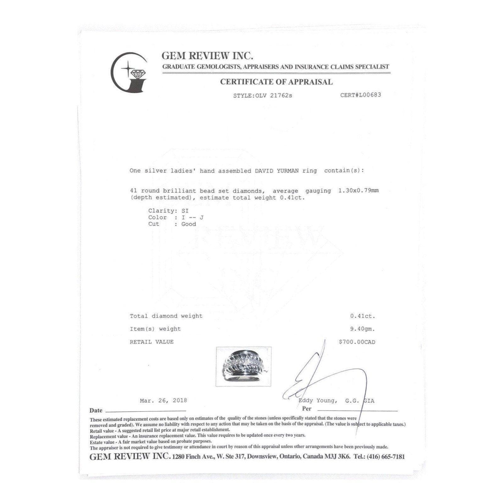 David Yurman Thoroughbred Sculpted Cable Ring