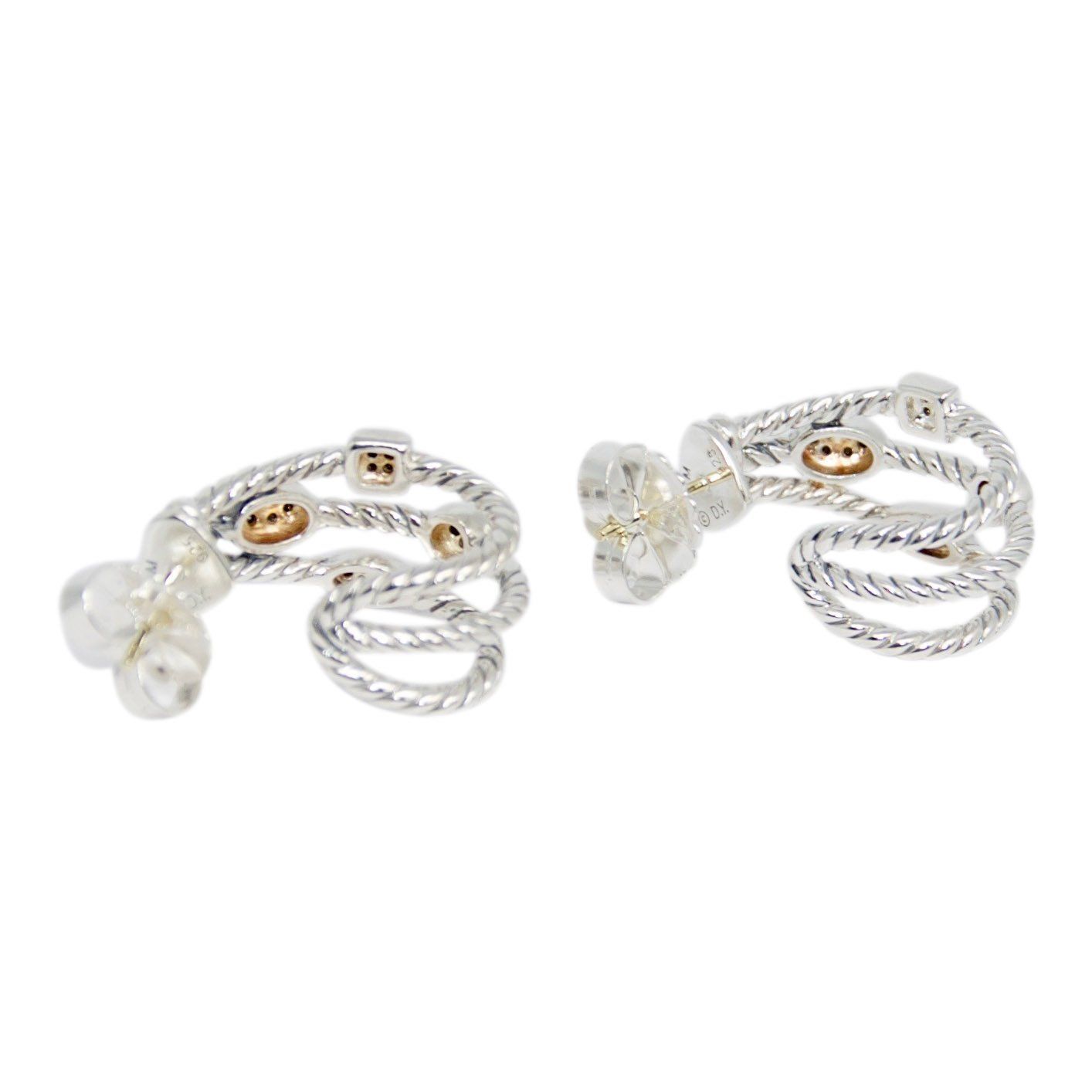 David Yurman Three-Row Confetti Earrings with Black Diamonds