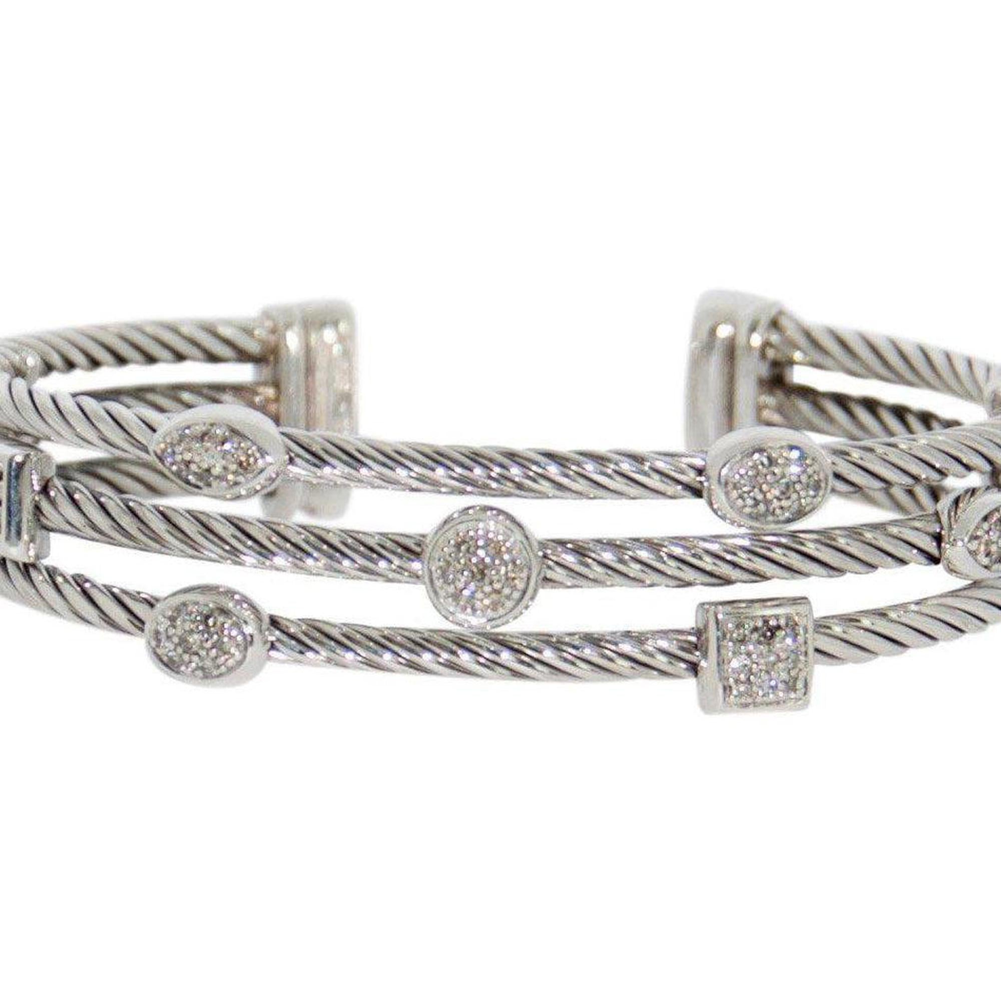 David Yurman Three Row Diamond Confetti Ice Cuff Bracelet