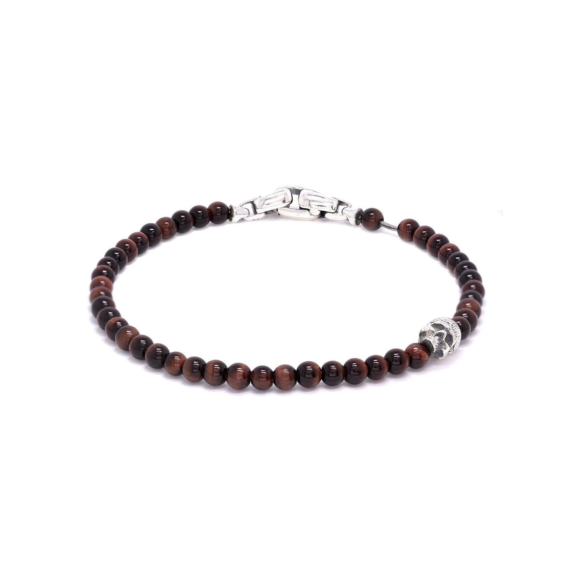 David Yurman Tiger's Eye Spiritual Beads Skull Bracelet