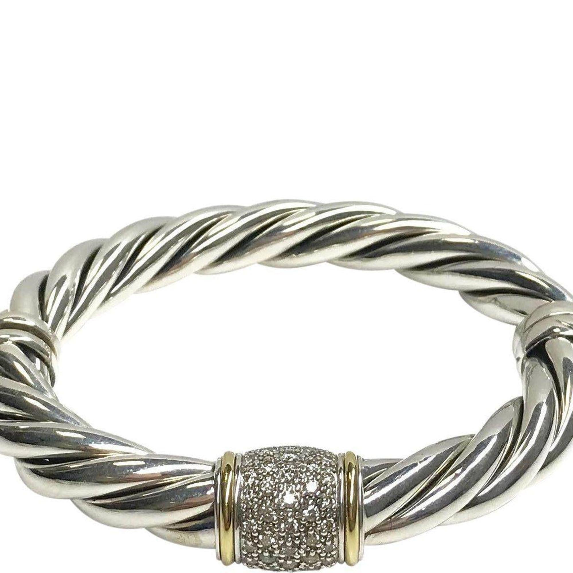 David Yurman Two-Tone 9 mm Cable Bracelet with Diamonds