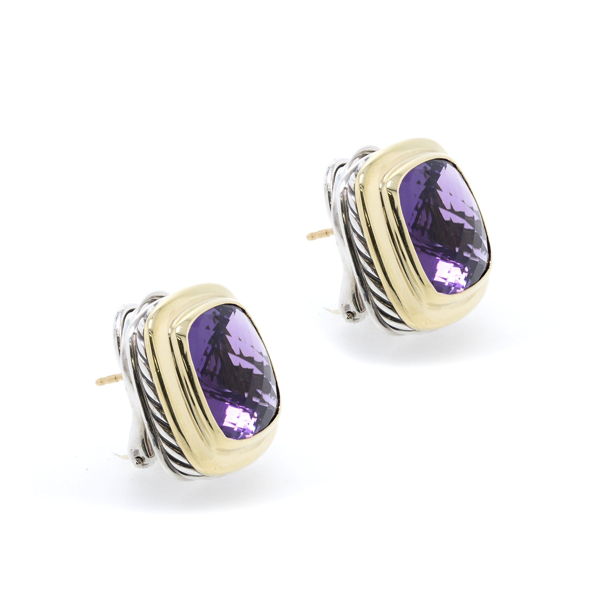 David Yurman Two-Tone Albion Earrings with Amethyst