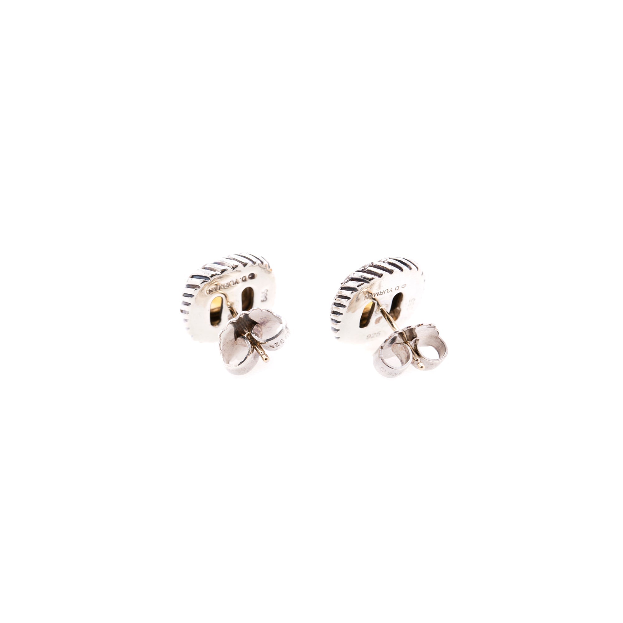 David Yurman Two-Tone Albion Stud Earrings with Citrines & Diamonds
