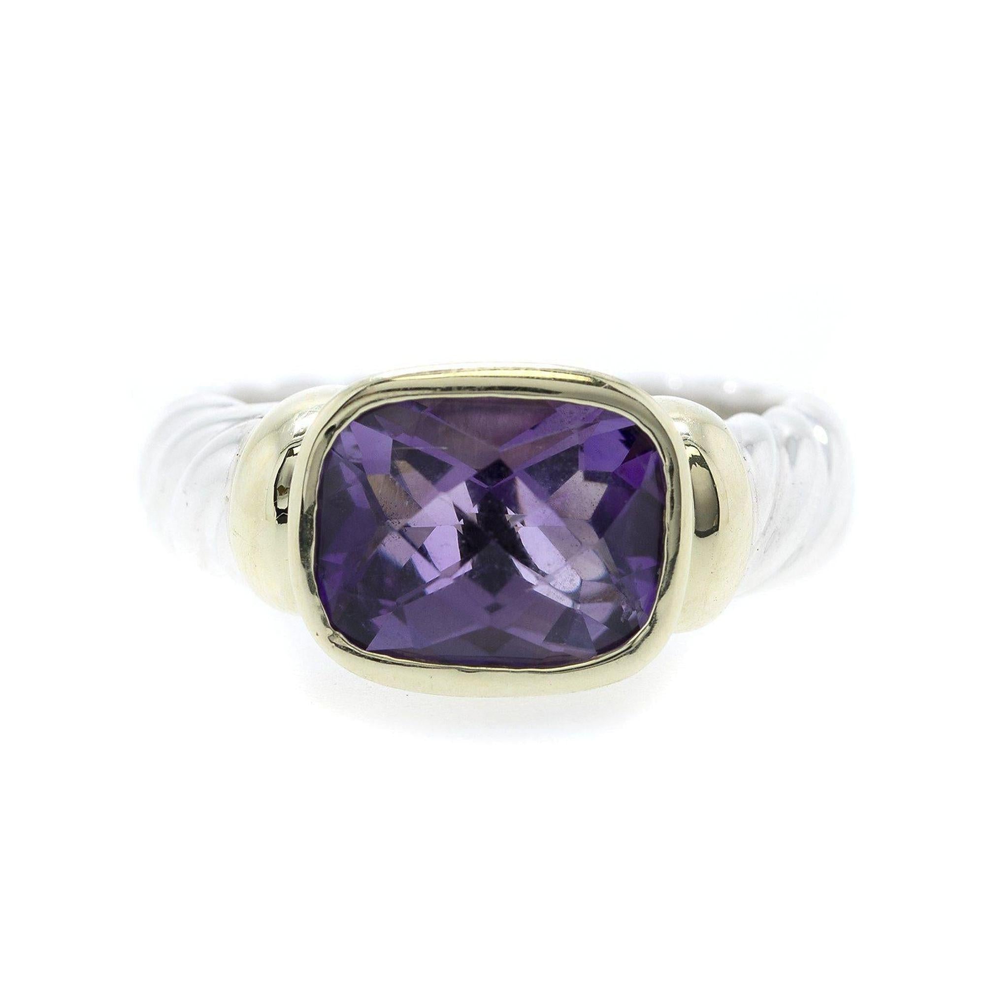 David Yurman Two-Tone Amethyst Noblesse Cocktail Ring