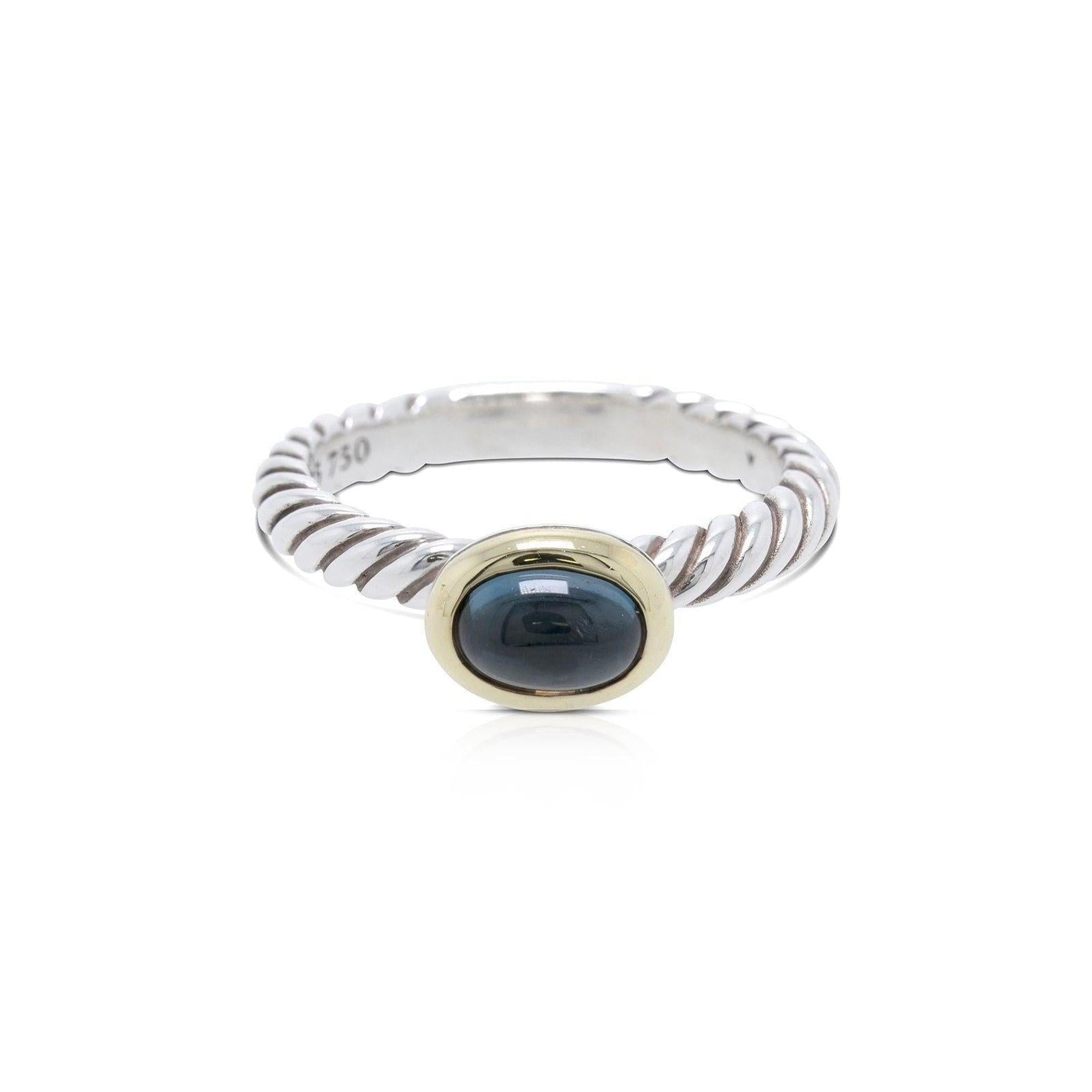 David Yurman Two-Tone Blue Topaz Color Classics Ring