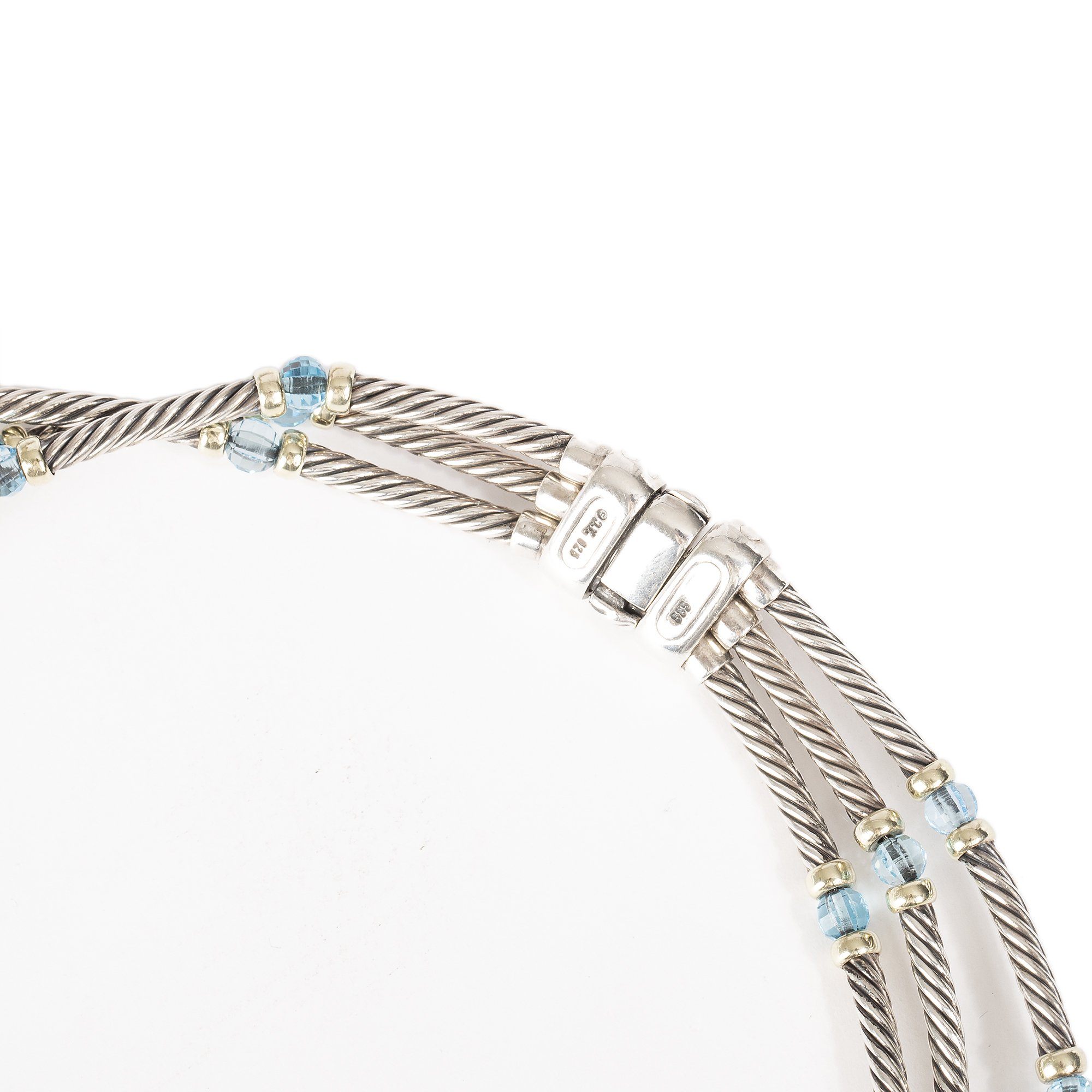 David Yurman Two-Tone Blue Topaz Multi-Strand Metro Cable Necklace