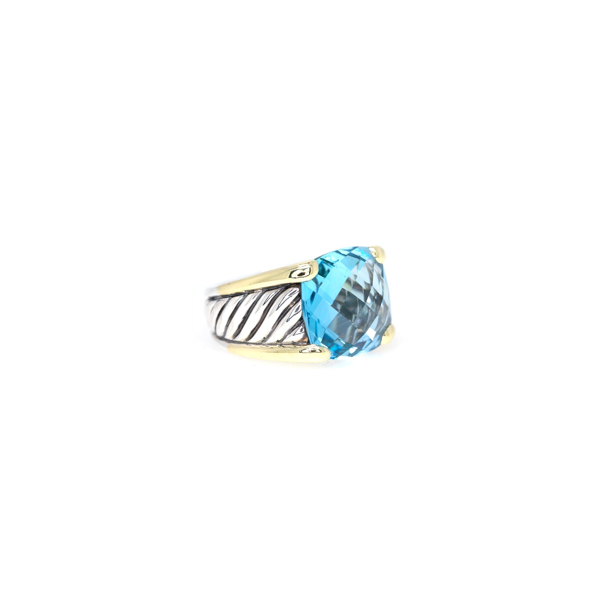 David Yurman Two-Tone Blue Topaz Noblesse Cocktail Ring