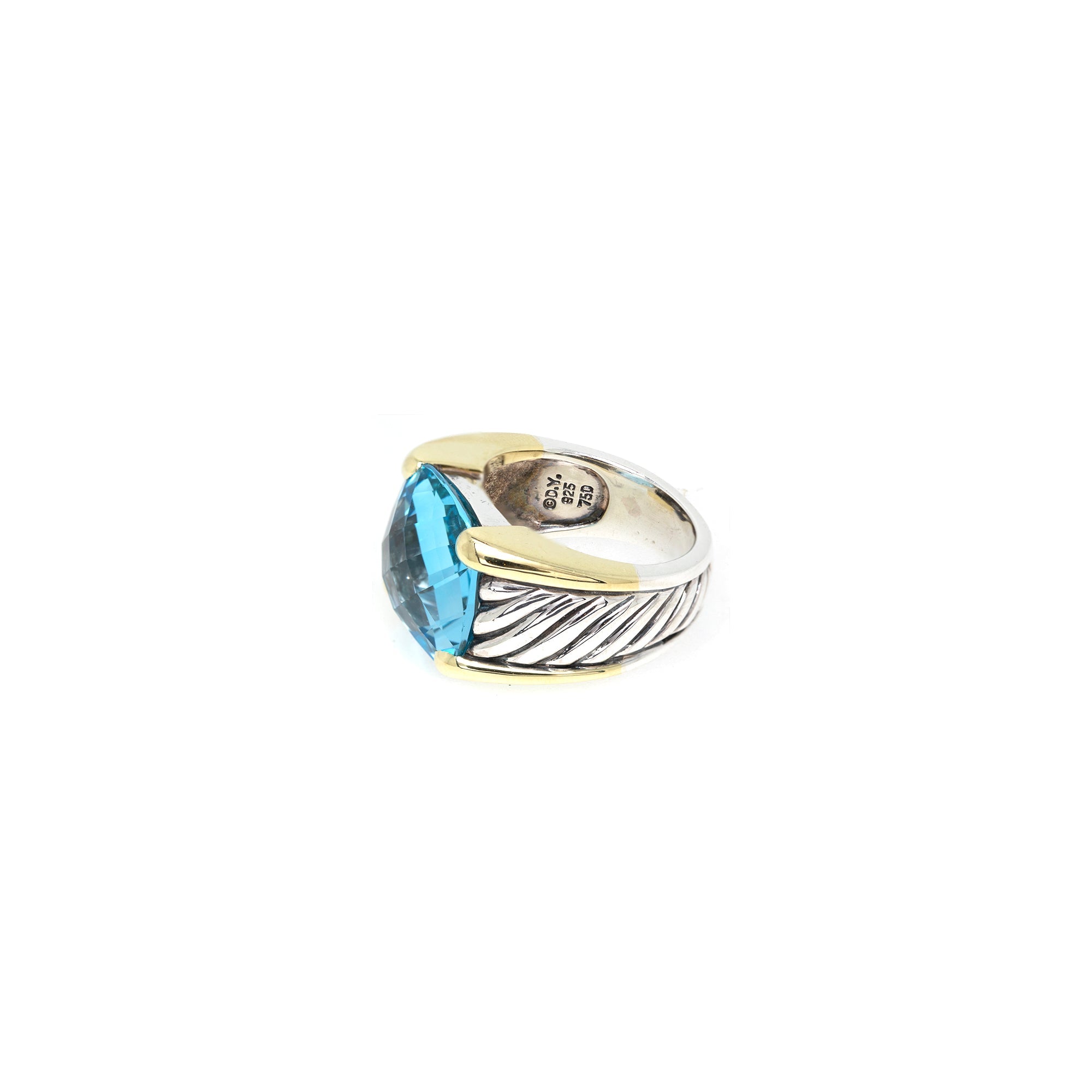 David Yurman Two-Tone Blue Topaz Noblesse Cocktail Ring