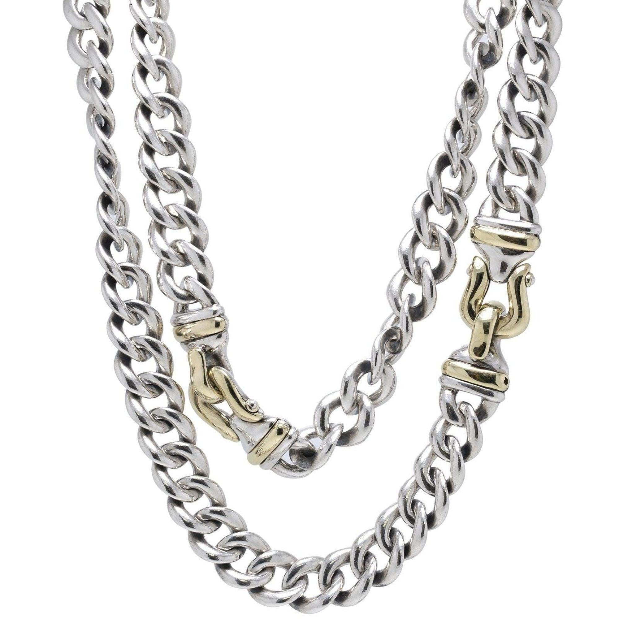 David Yurman Two-Tone Cable Buckle Chain Necklace
