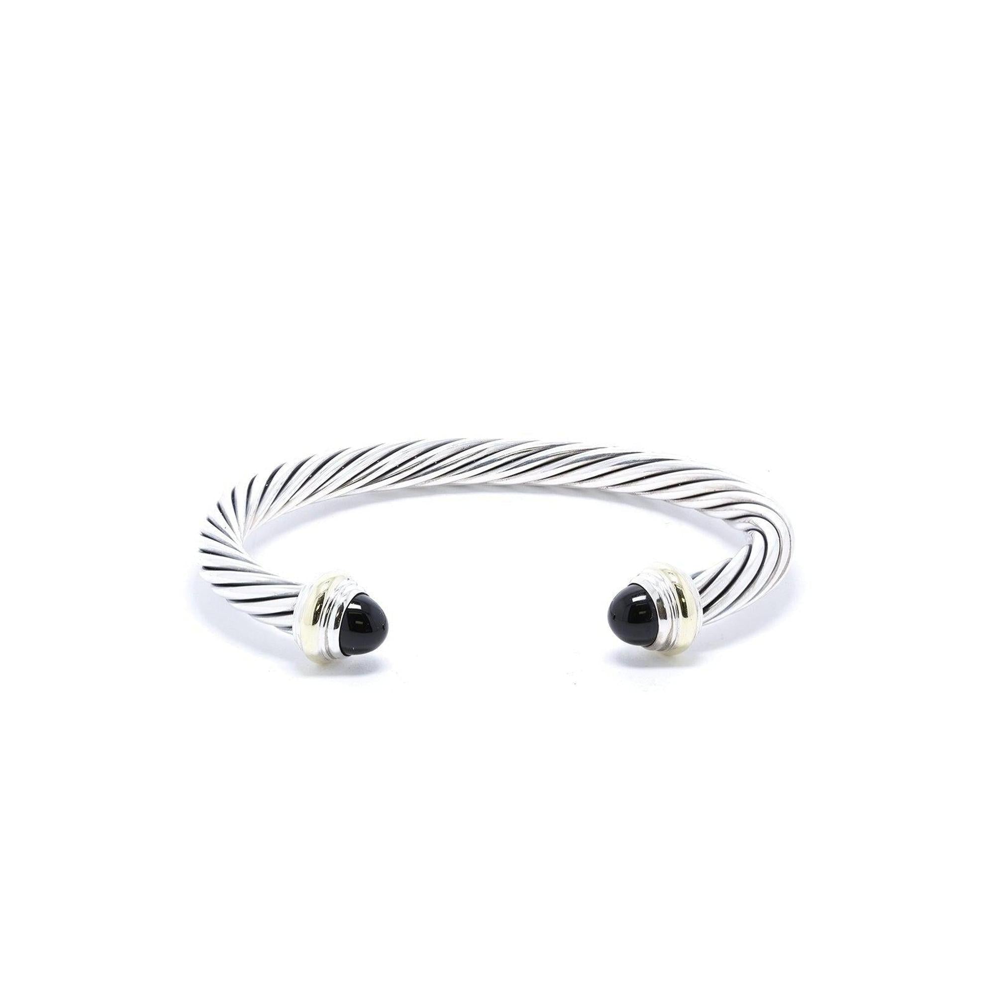 David Yurman Two-Tone Cable Classics Bracelet with Black Onyx
