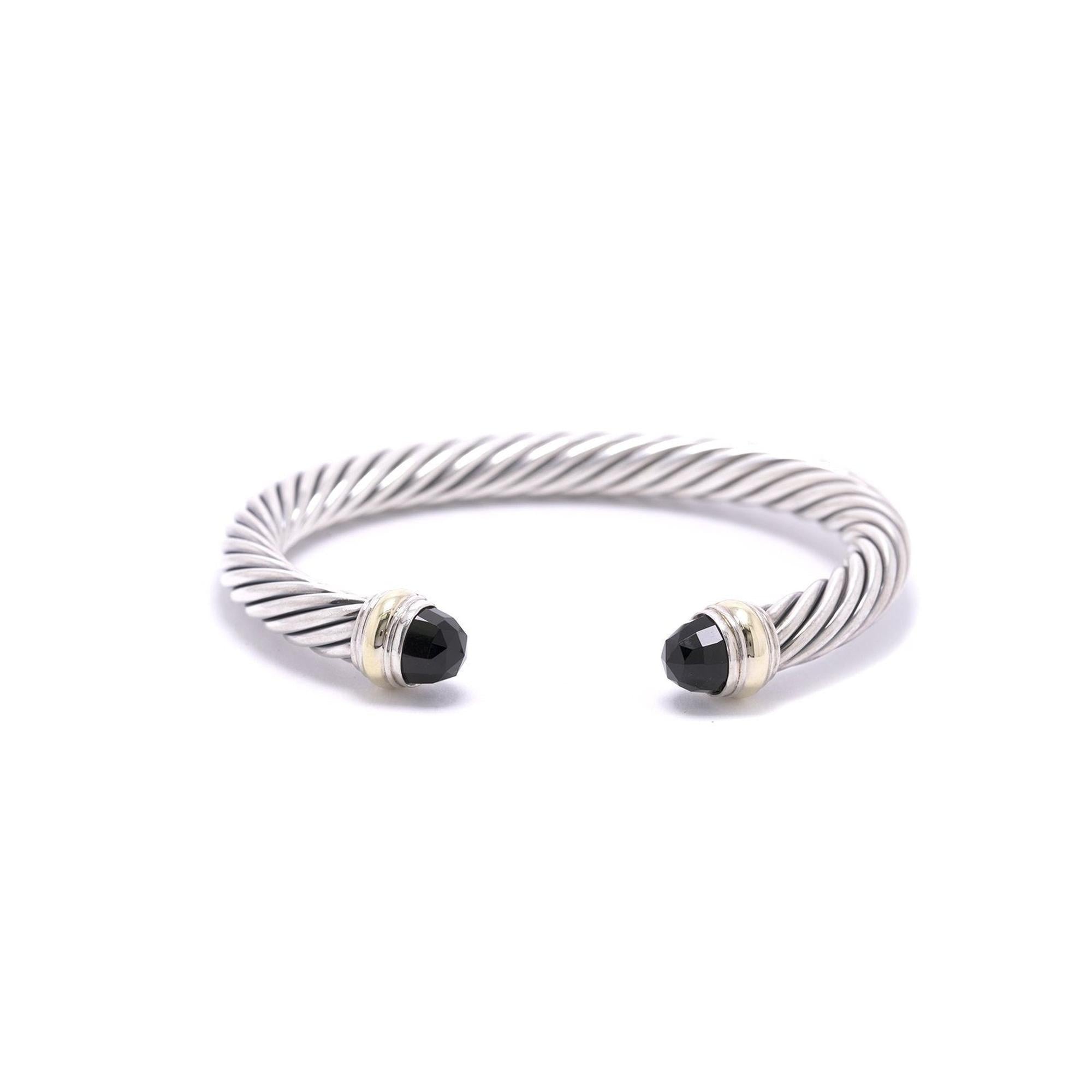David Yurman Two-Tone Cable Classics Bracelet with Black Onyx