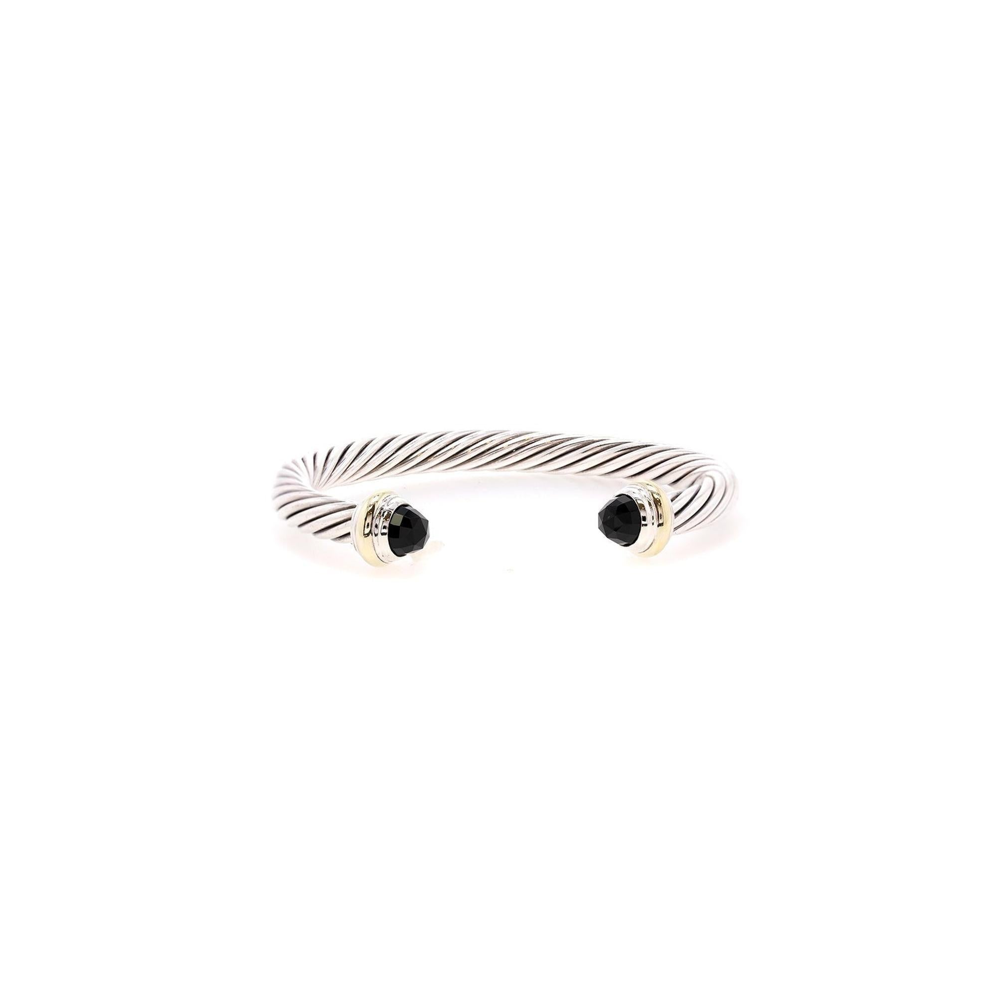 David Yurman Two-Tone Cable Classics Bracelet with Black Onyx