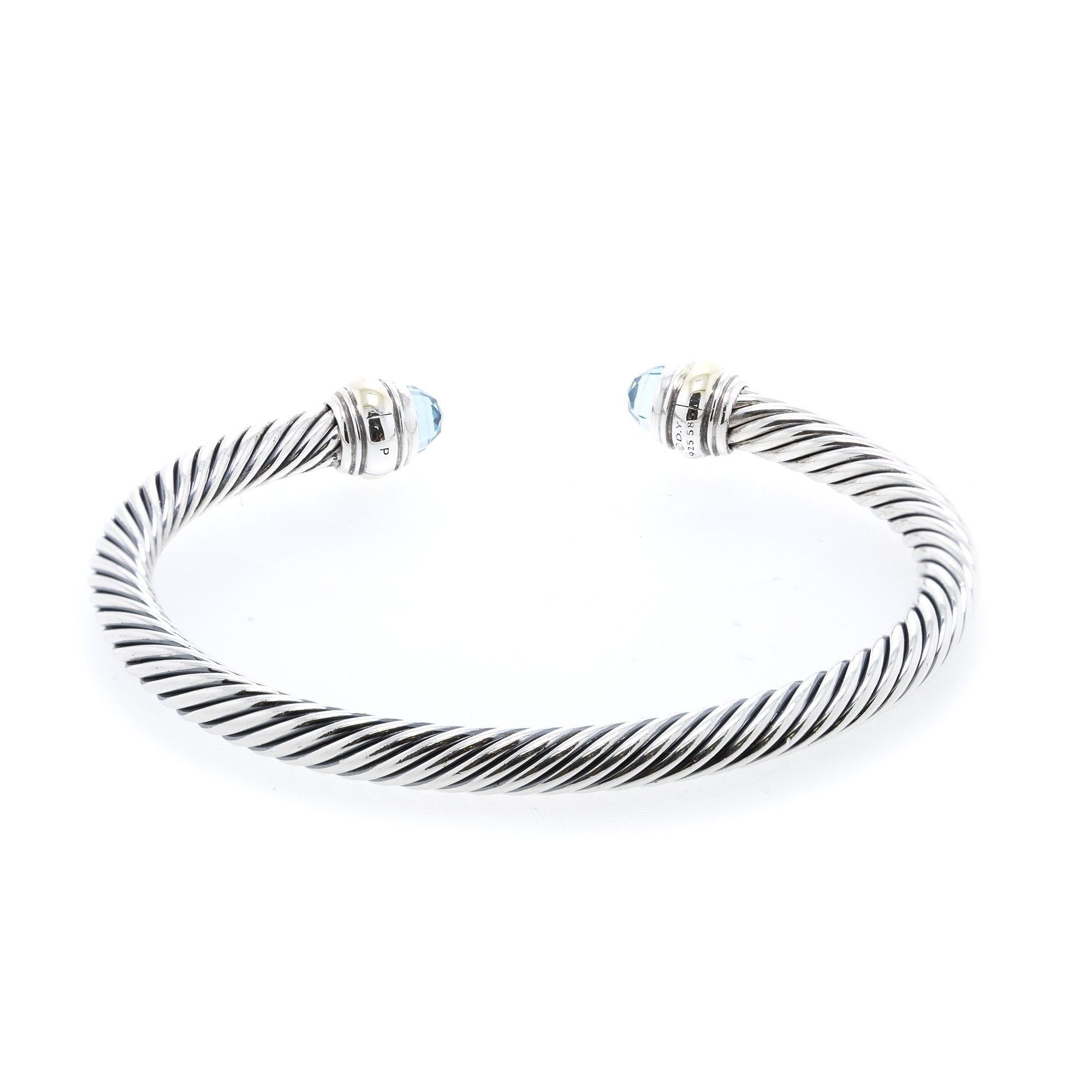 David Yurman Two-Tone Cable Classics Bracelet with Blue Topaz