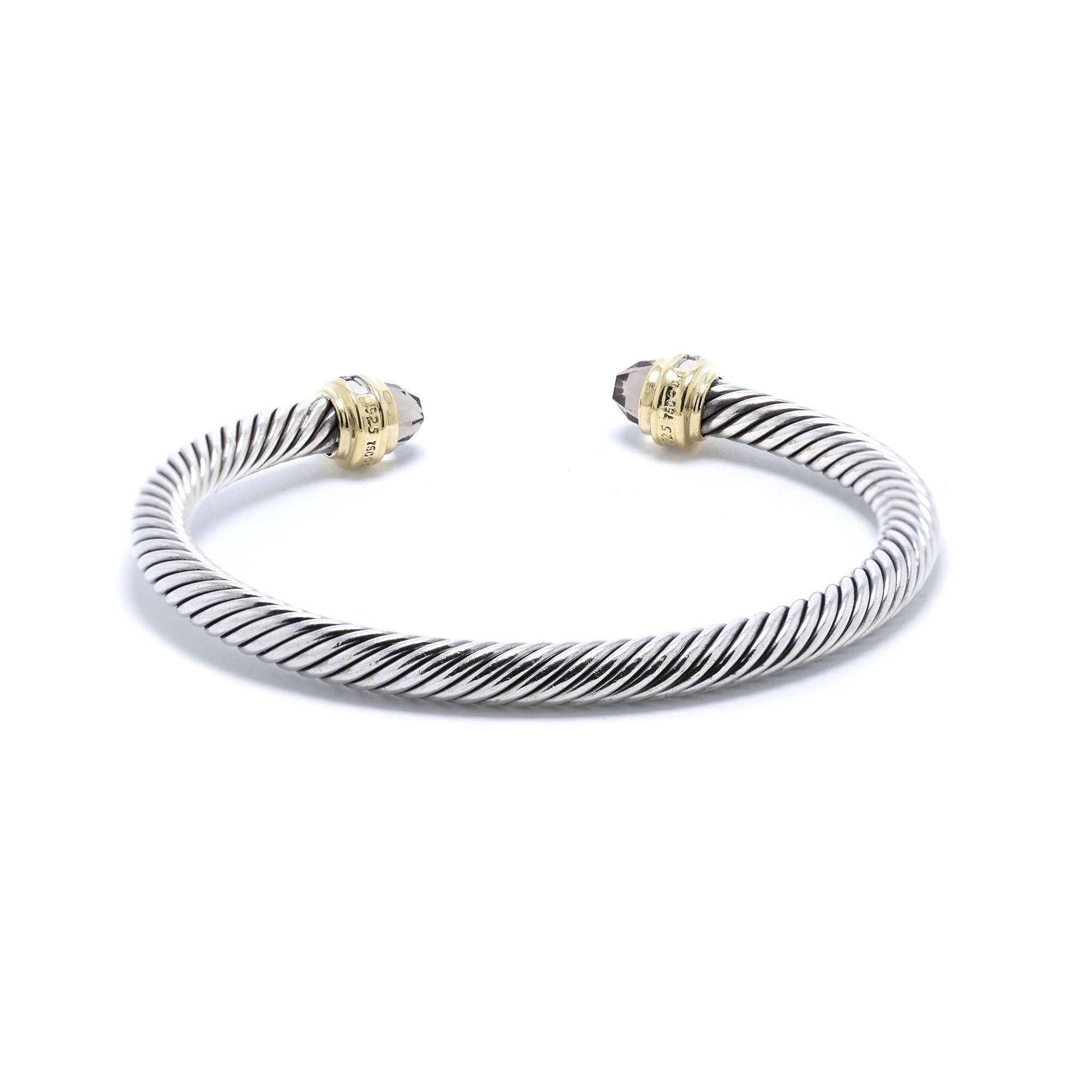 David Yurman Two-Tone Cable Classics Bracelet with Smoky Quartz & Diamonds