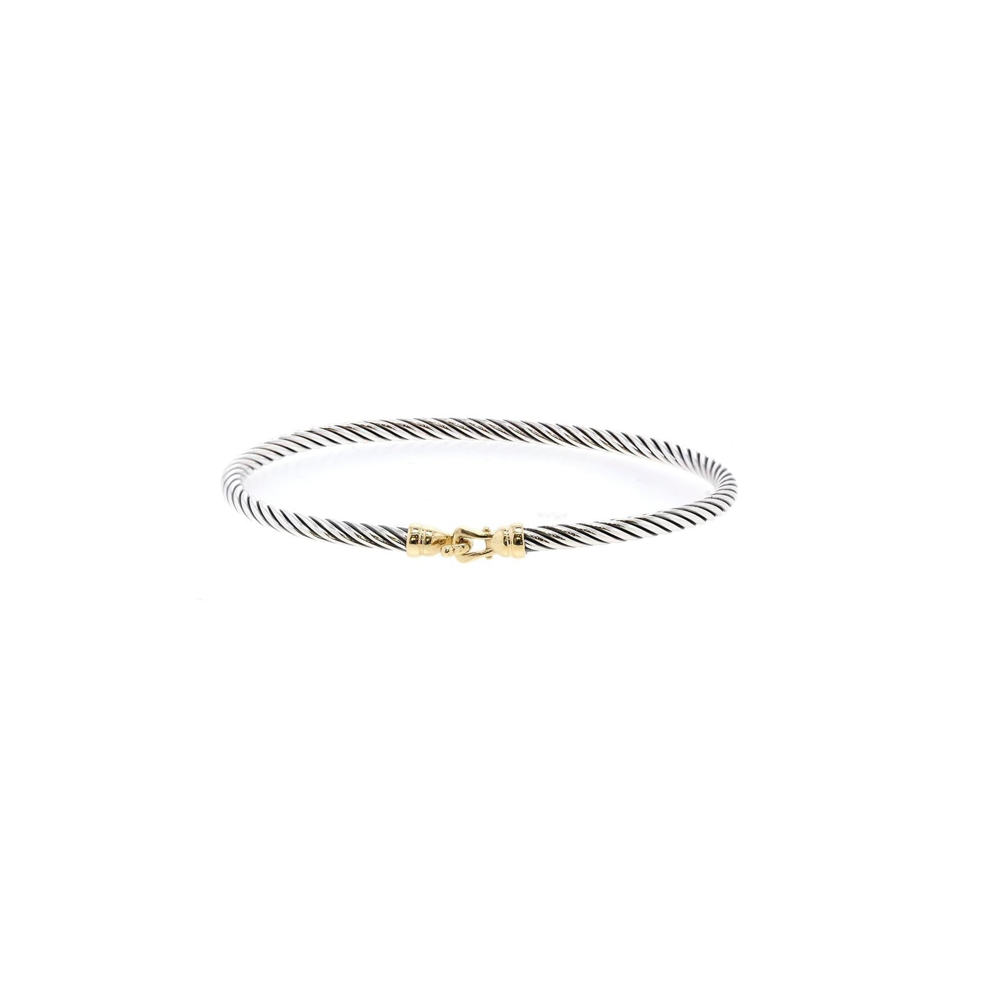 David Yurman Two-Tone Cable Collectibles 3 mm Buckle Bangle Bracelet