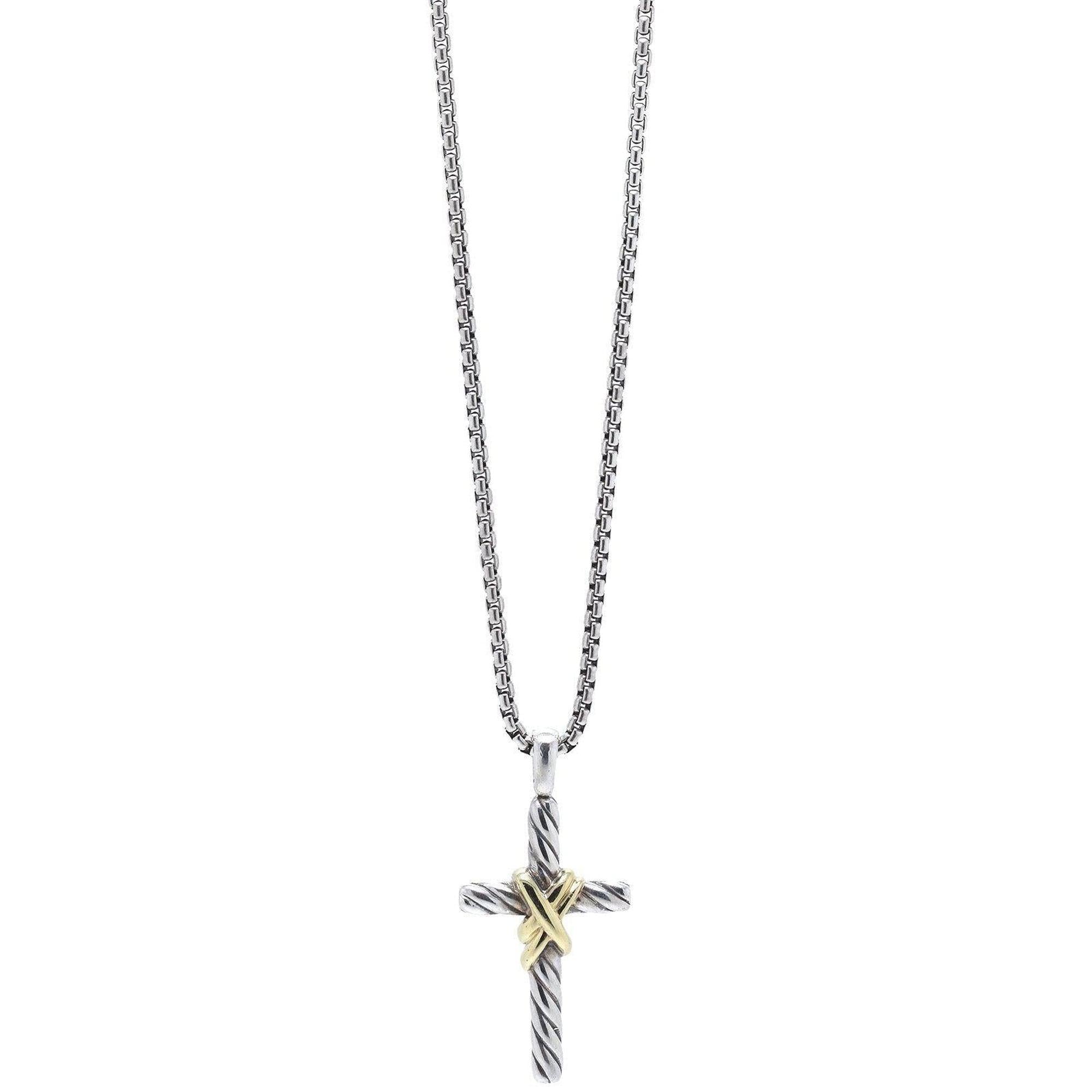 David Yurman Two-Tone Cable Collectibles 'X' Cross Pendant Necklace
