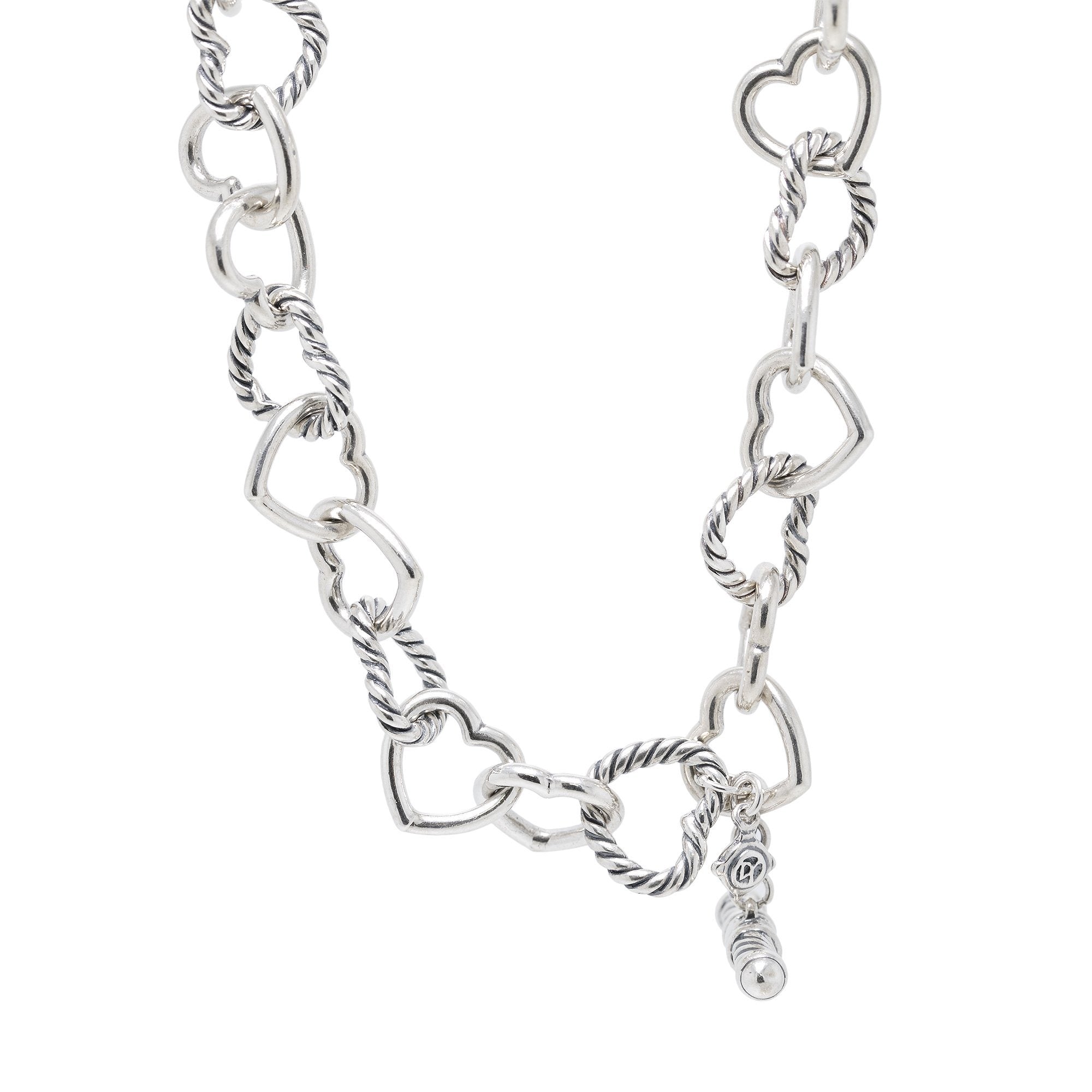 David Yurman Two-Tone Cable Heart Link Necklace