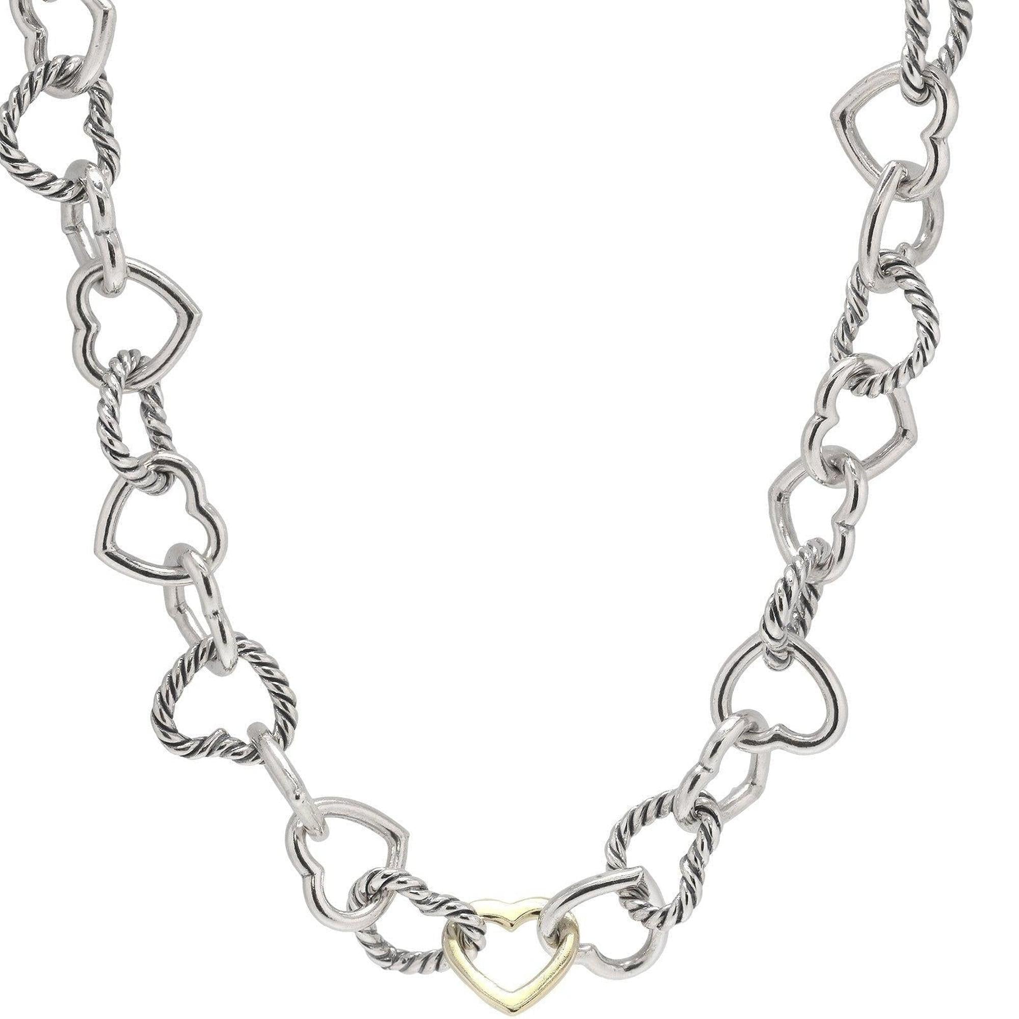 David Yurman Two-Tone Cable Heart Link Necklace