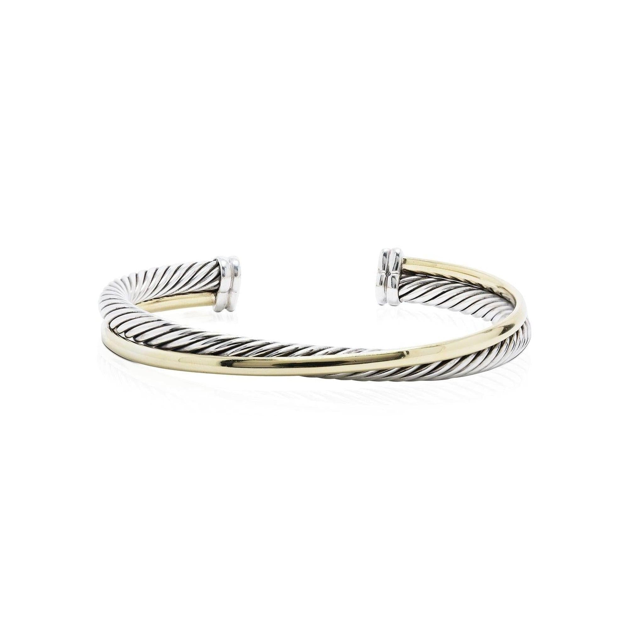 David Yurman Two-Tone Crossover Cuff Bracelet, 5 mm