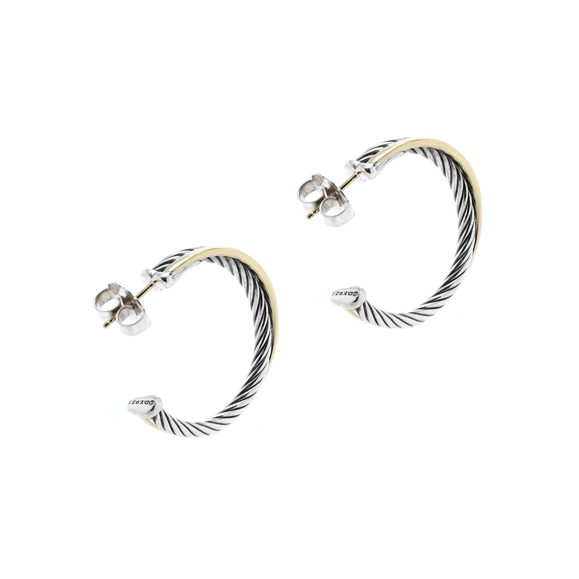 David Yurman Two-Tone Crossover Hoop Earrings