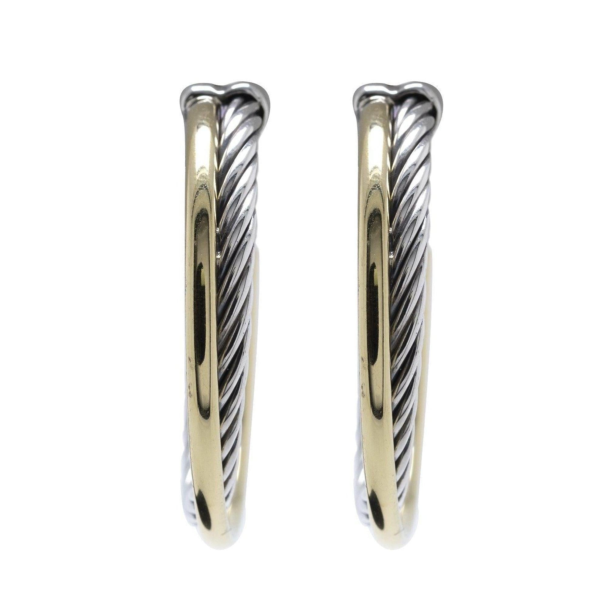 David Yurman Two-Tone Crossover Hoop Earrings