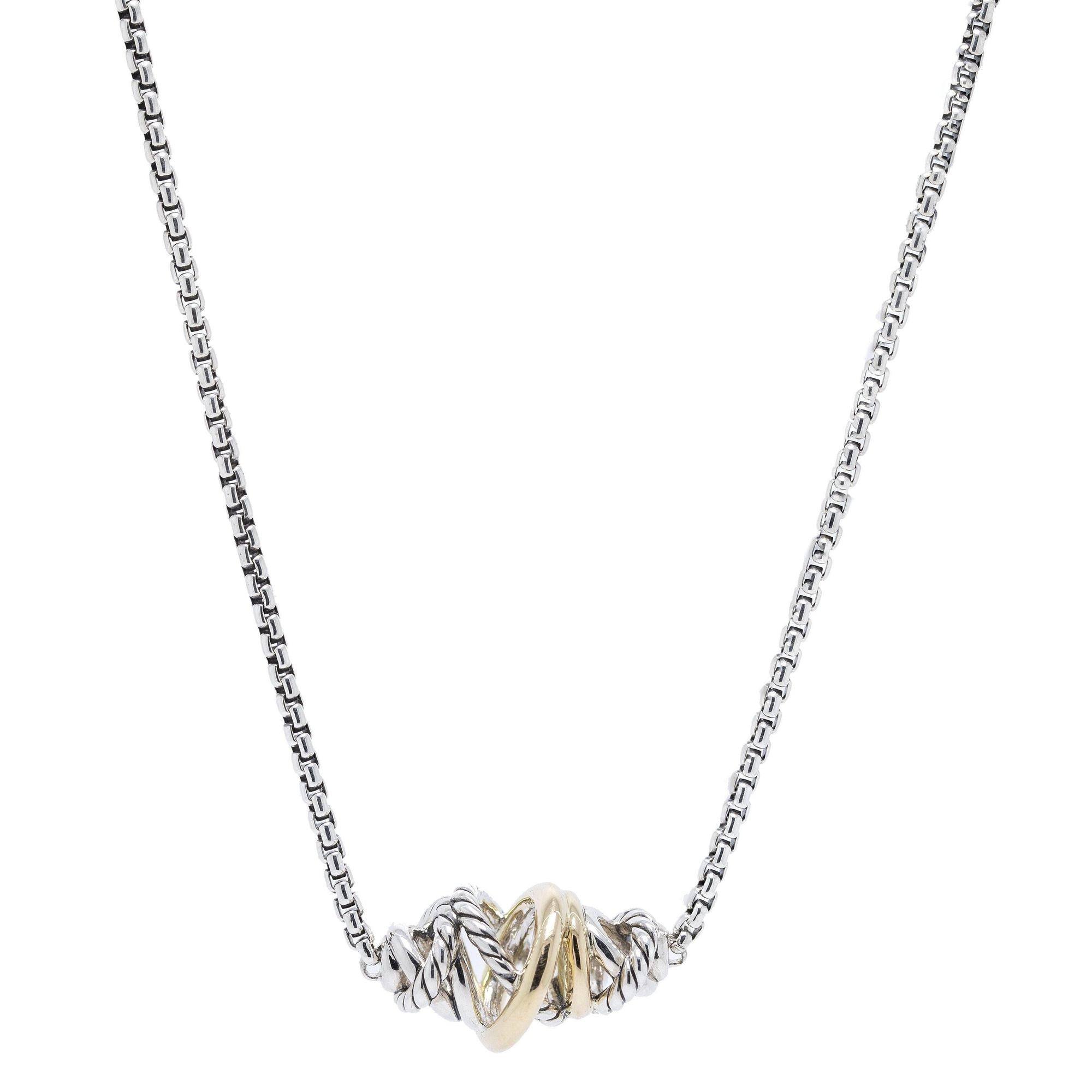 David Yurman Two-Tone Crossover Short Station Pendant Necklace
