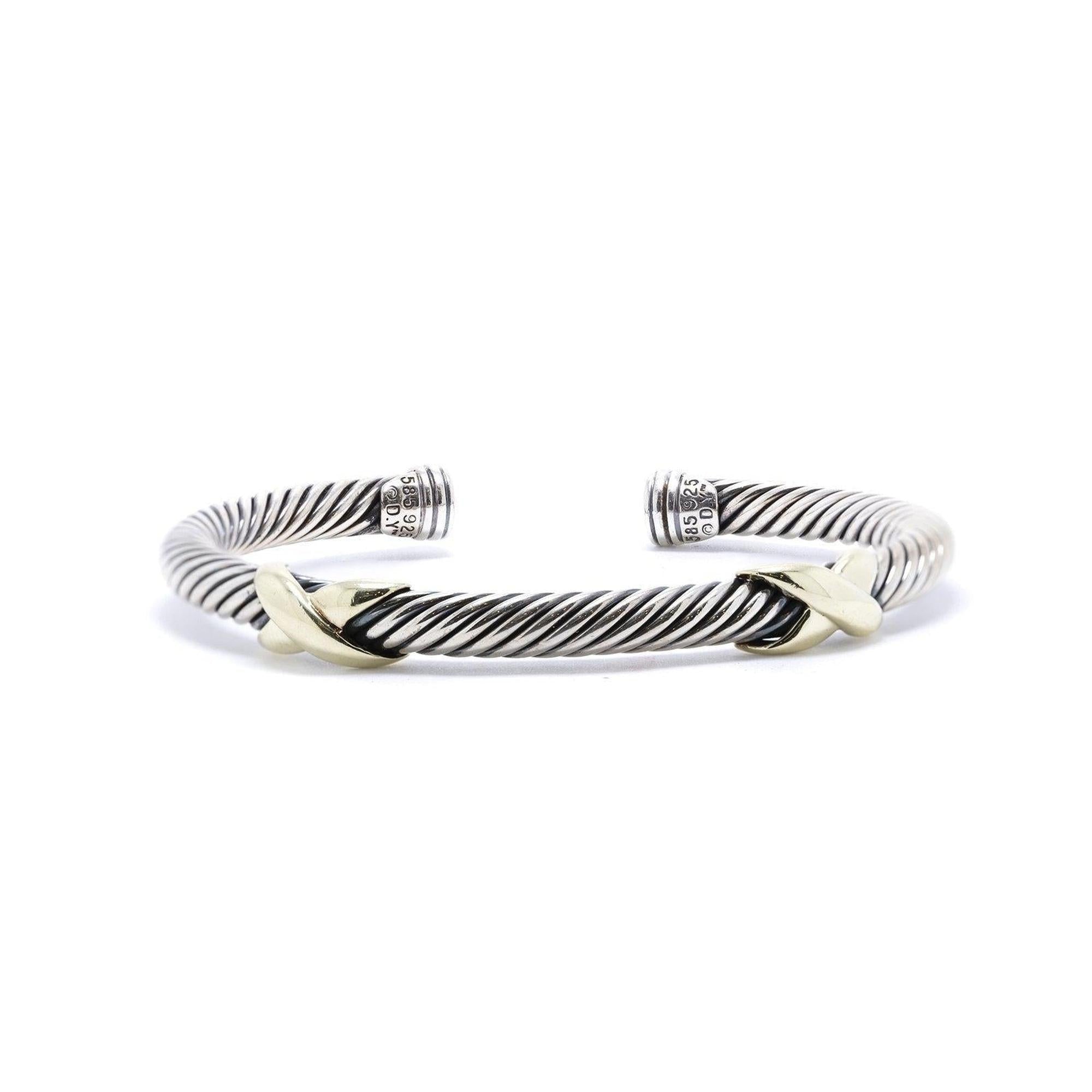 David Yurman Two-Tone Double 'X' Cuff Bracelet