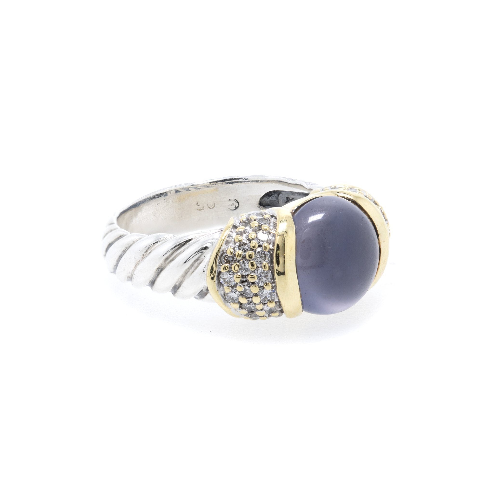 David Yurman Two-Tone Dyed Chalcedony and Diamond Cocktail Ring