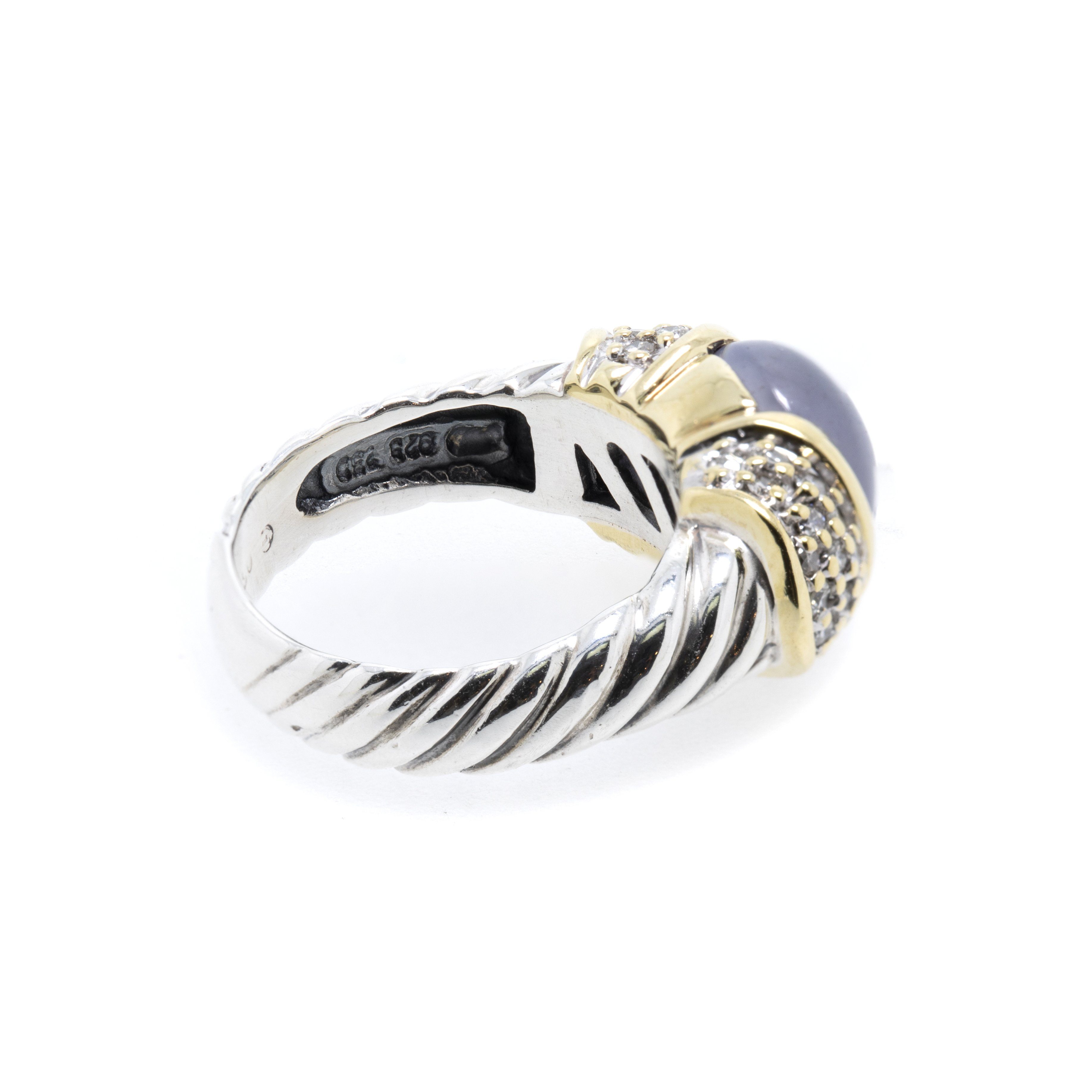 David Yurman Two-Tone Dyed Chalcedony and Diamond Cocktail Ring